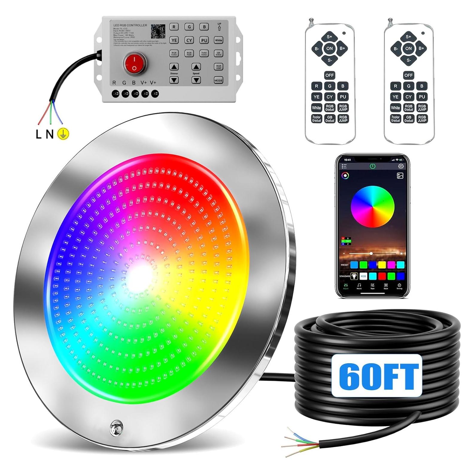 Luces LED Subacuáticas PoCare 10" 54W para Piscina Inground