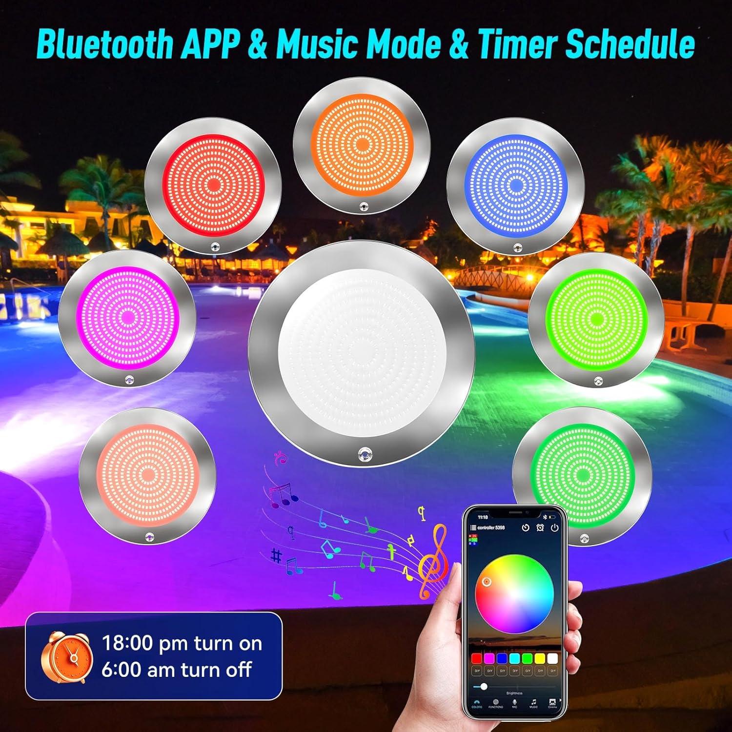 Luces LED Subacuáticas PoCare 10" 54W para Piscina Inground