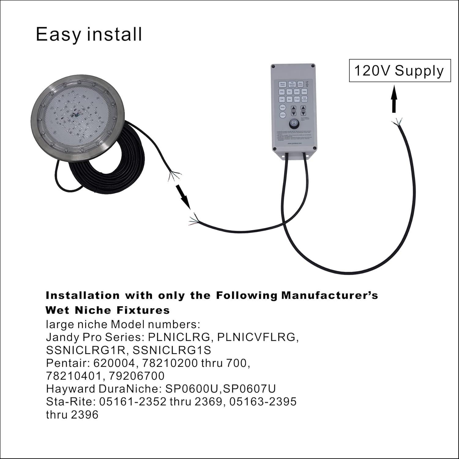 Luz LED empotrada para piscina Poolexa 54W multicolor 4320 lúmenes