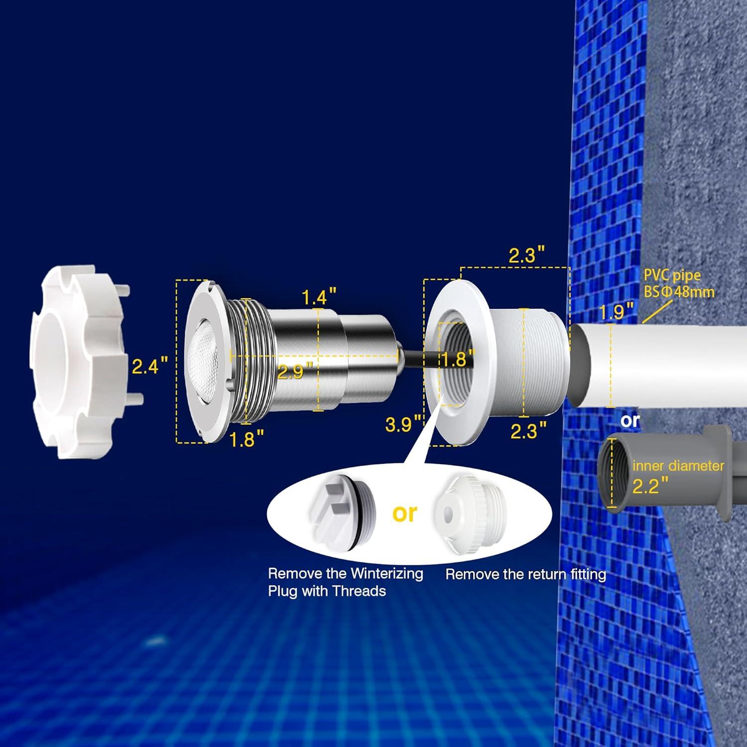 Luz LED para piscina Zenhagu 1.5" IP68 AC12V 50 pies