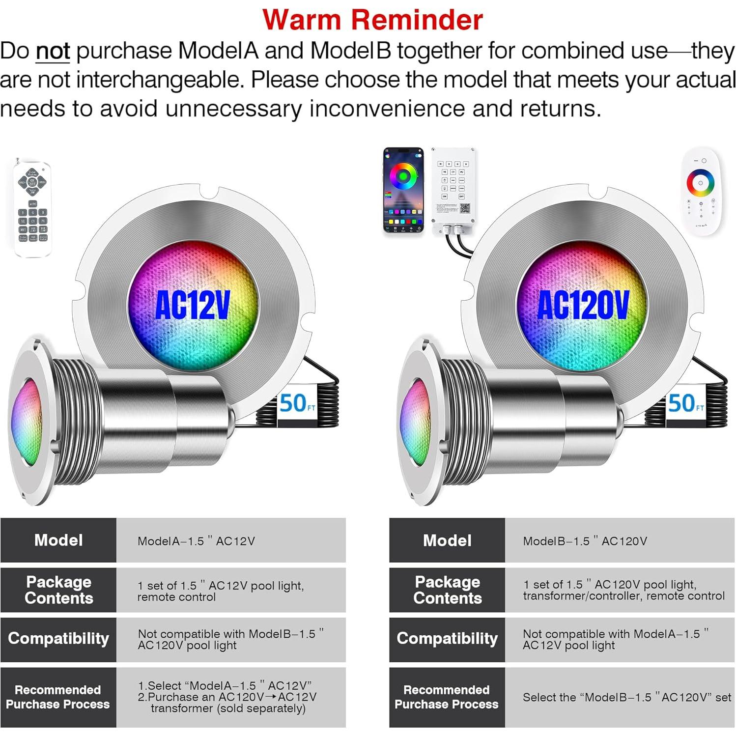 Luz LED para piscina Zenhagu 1.5" IP68 AC12V 50 pies