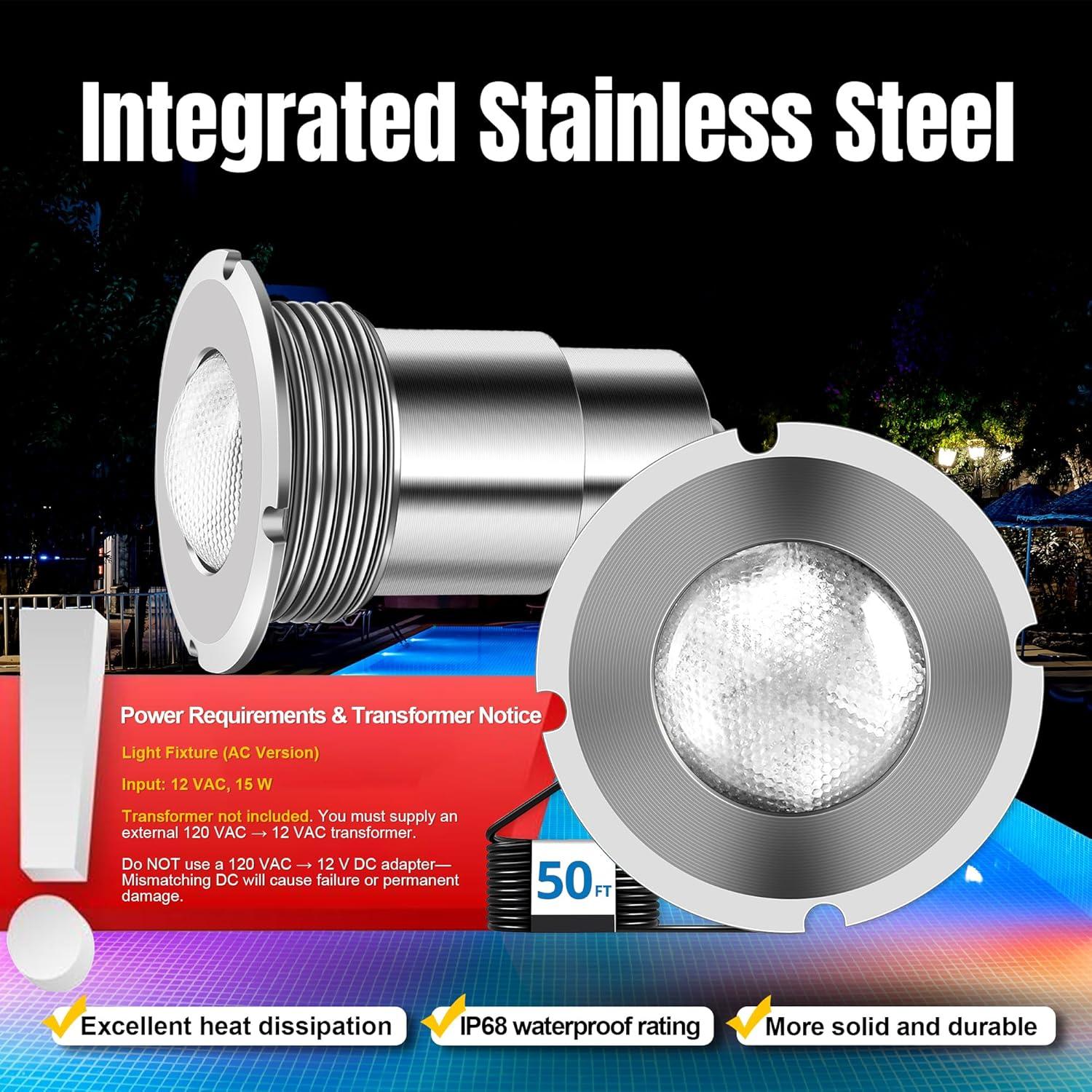 Luz LED para piscina Zenhagu 1.5" IP68 AC12V 50 pies
