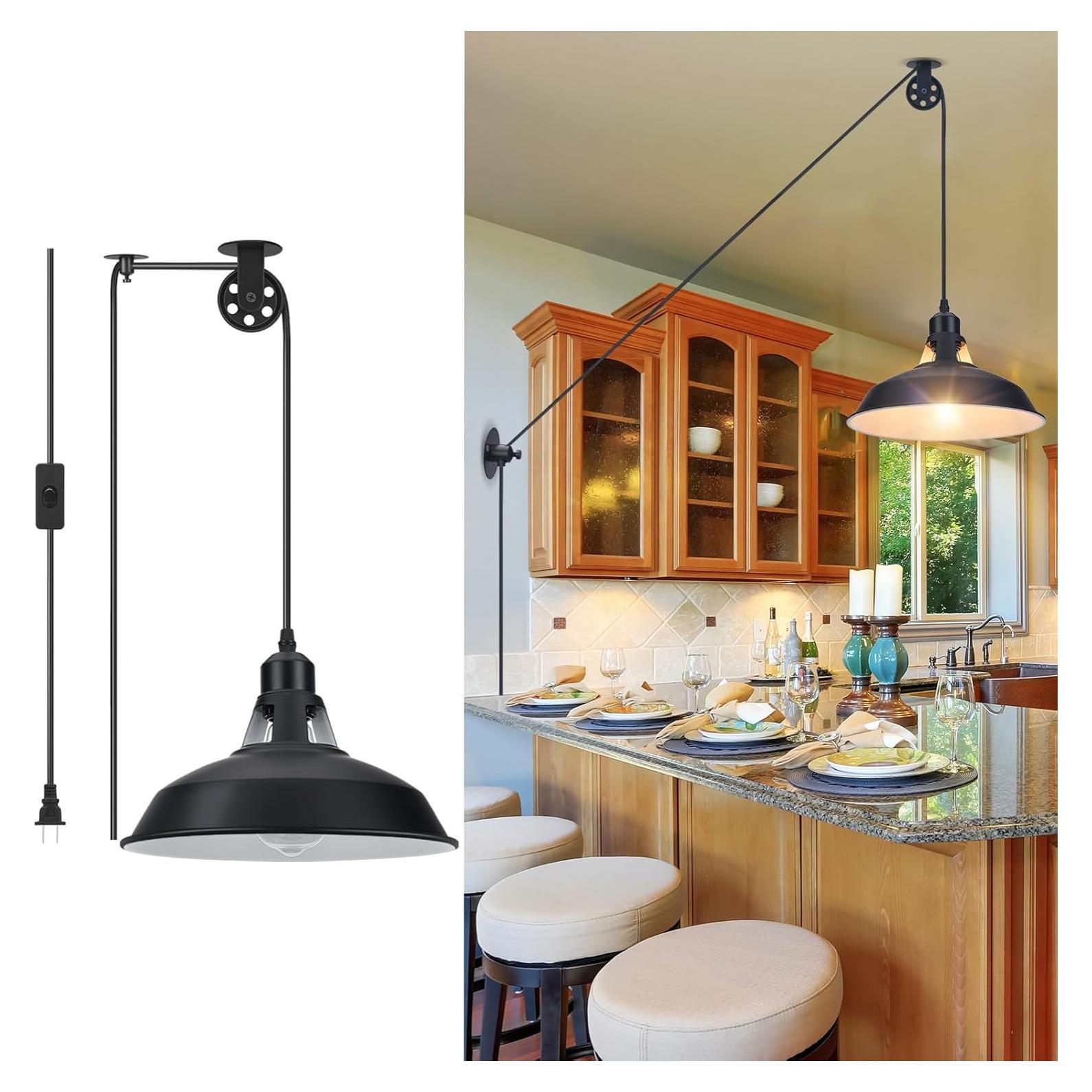 Luz Colgante Industrial Lomoky con Enchufe 4.5m Negro