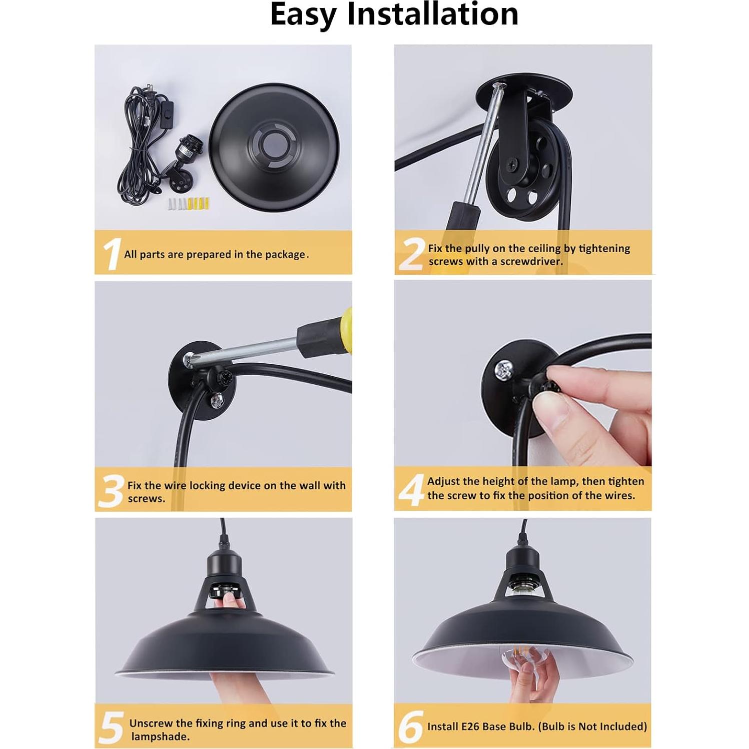 Luz Colgante Industrial Lomoky con Enchufe 4.5m Negro