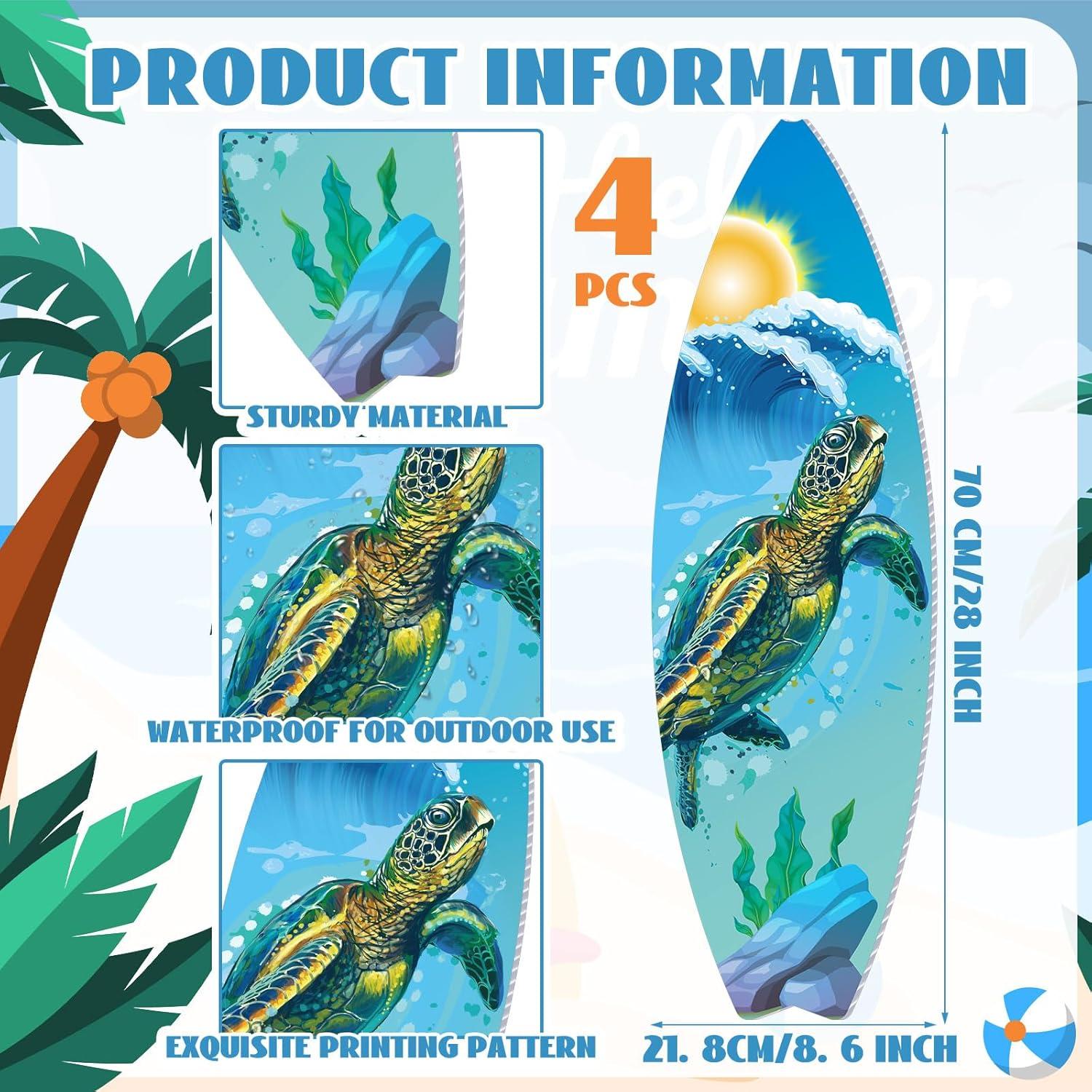 Carteles de Playa Silipull 4 Pcs Tabla Surf 70x22cm