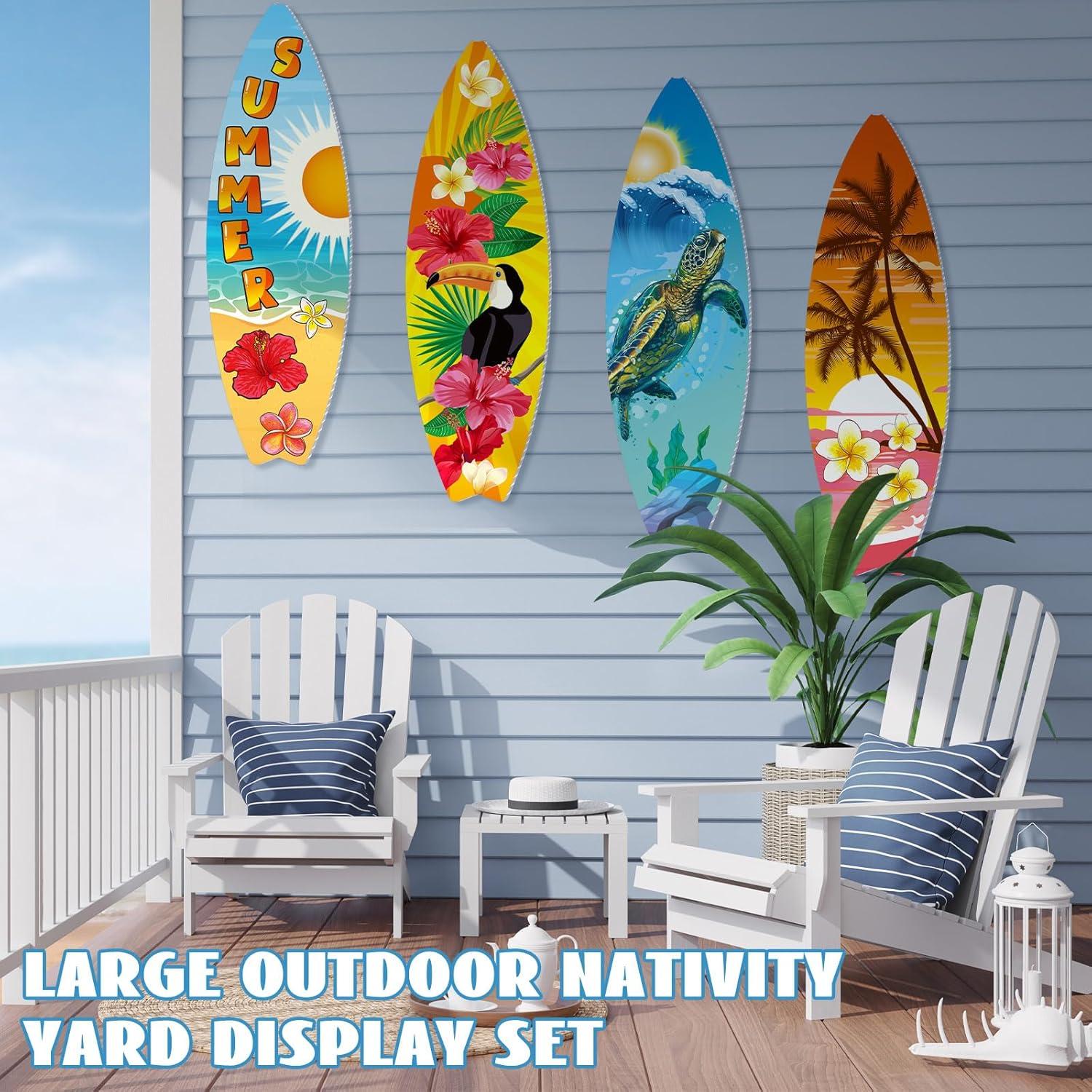Carteles de Playa Silipull 4 Pcs Tabla Surf 70x22cm