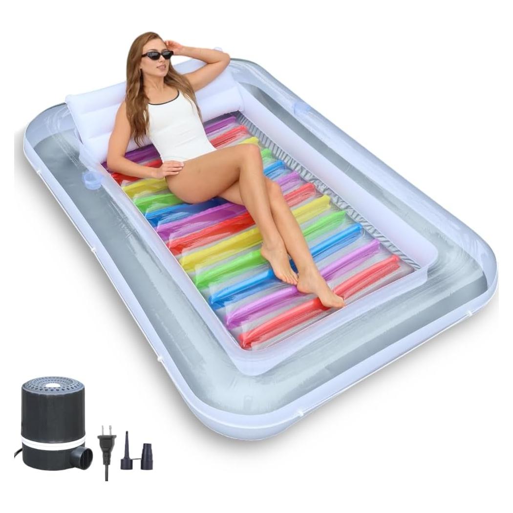 Flotador Inflable Rukala 216x147 cm con Bomba Eléctrica