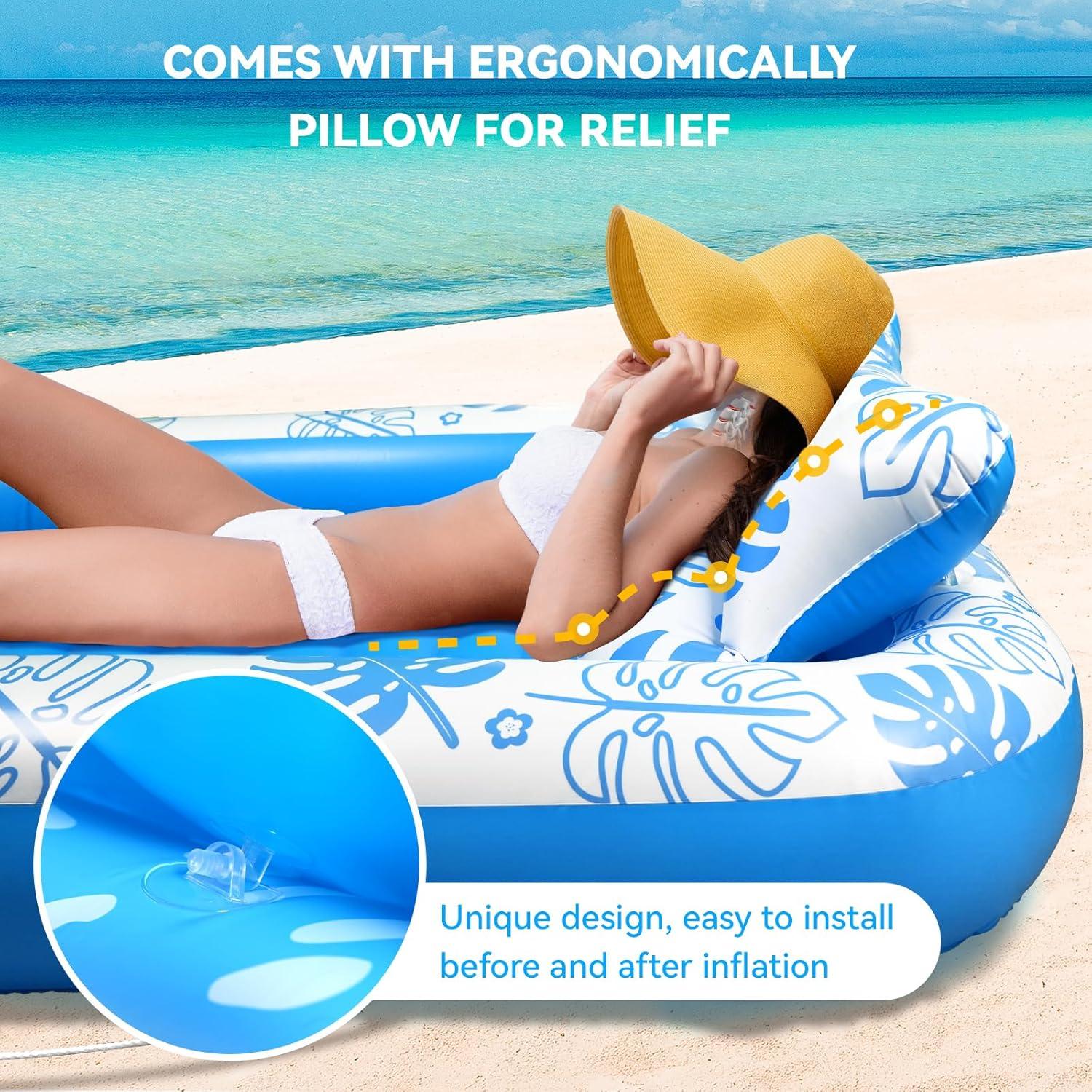 Flotador Inflable COMMOUDS con Almohada Cervical 180 cm