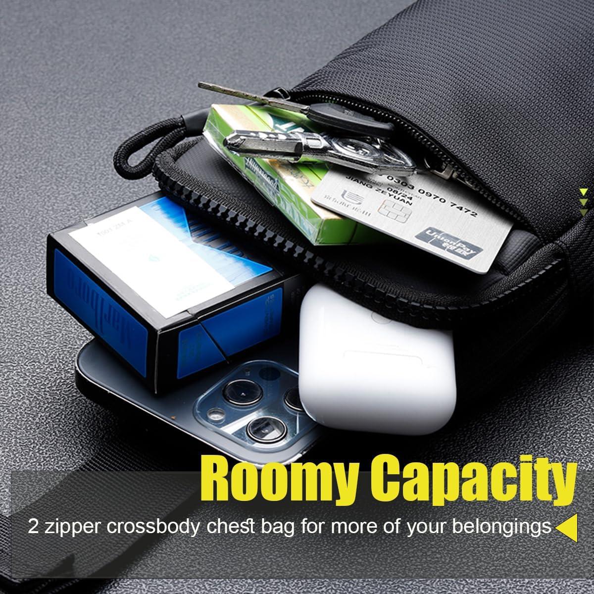 Bolsa Cruzada USHAKE Negra para Hombres y Mujeres - 27.4x21 cm