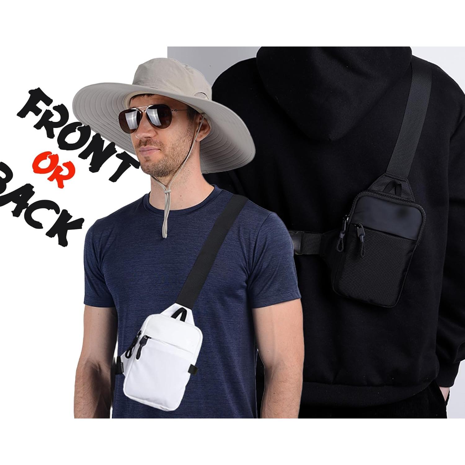 Bolsa Cruzada USHAKE Negra para Hombres y Mujeres - 27.4x21 cm