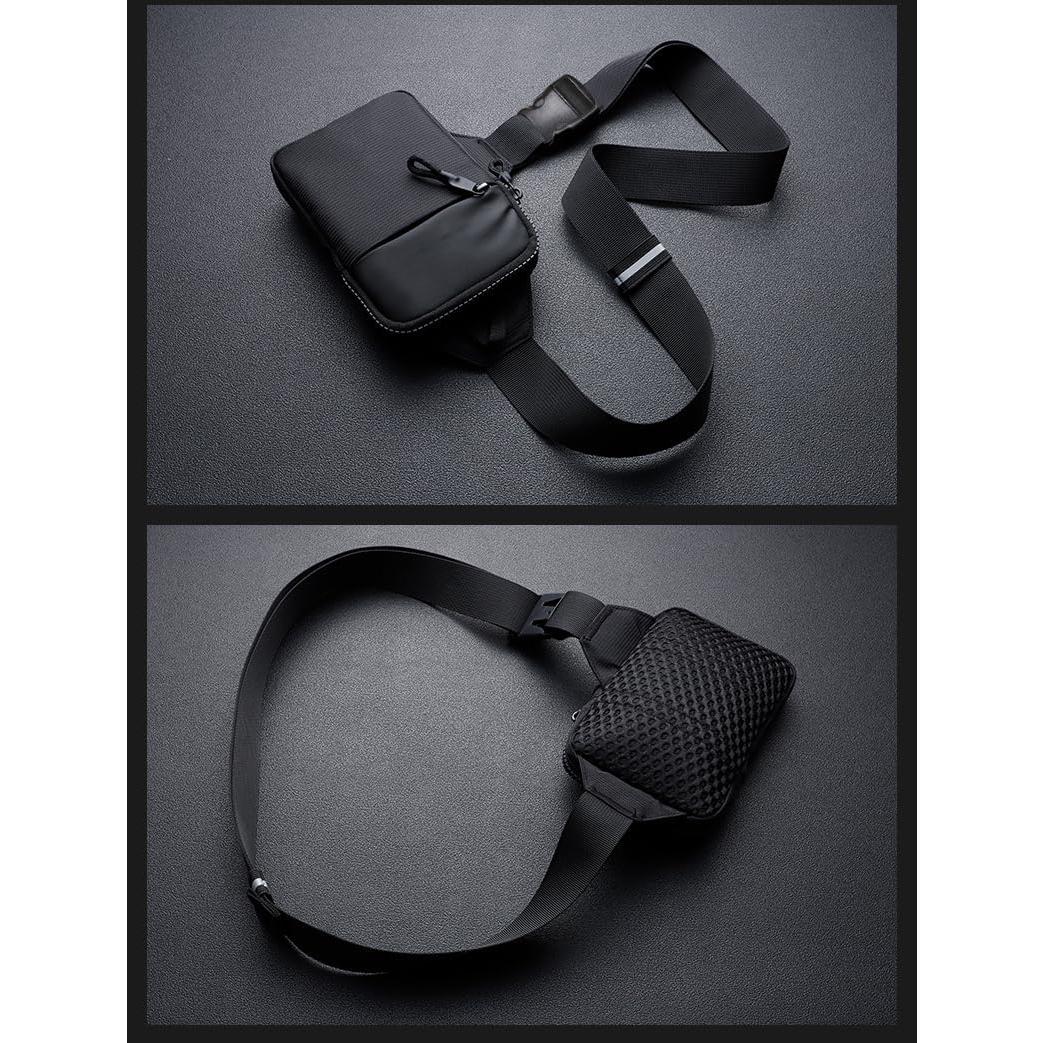 Bolsa Cruzada USHAKE Negra para Hombres y Mujeres - 27.4x21 cm