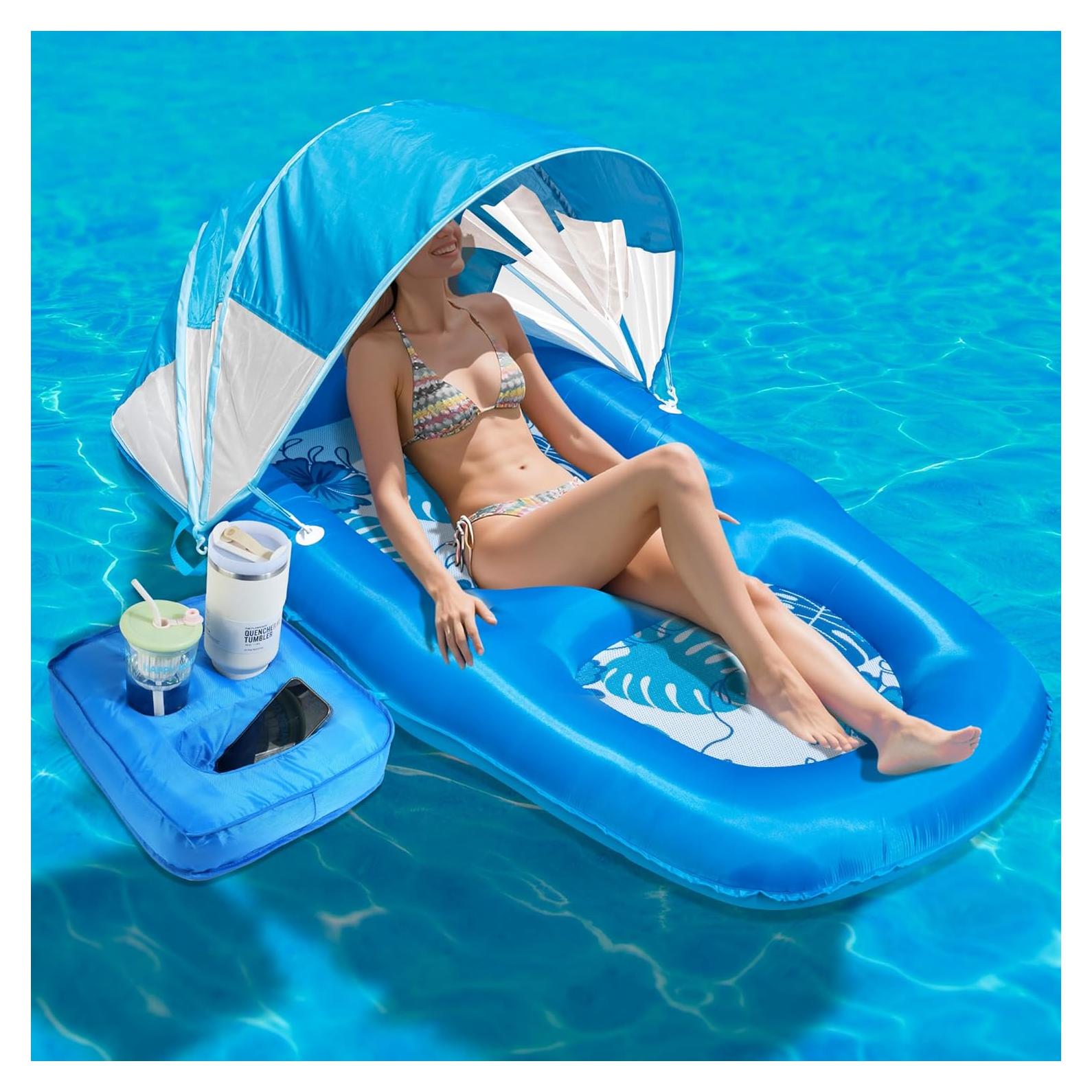 Flotador Inflable Cubierto de Tela POOLACC 178x100cm con Dosel