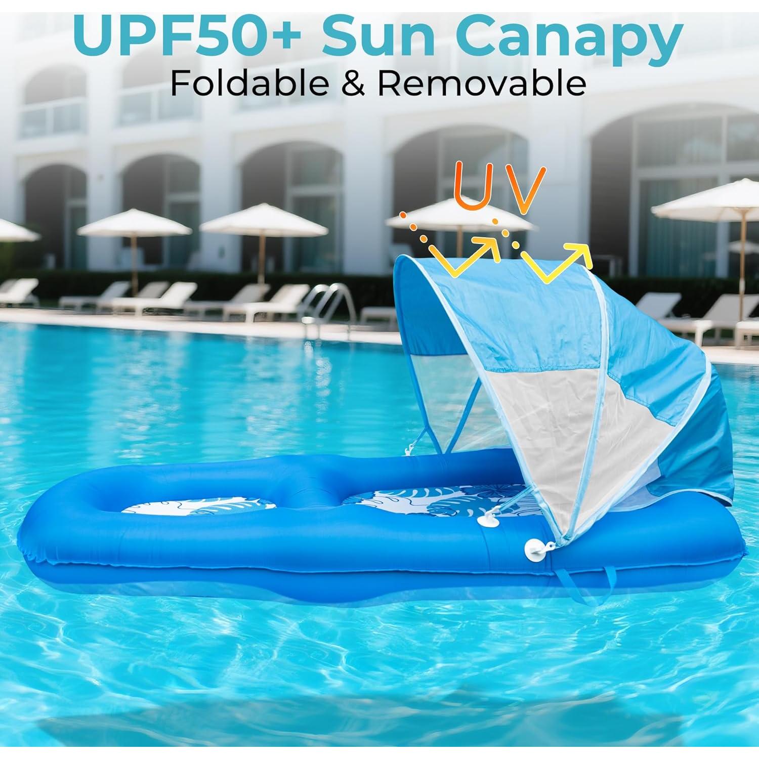 Flotador Inflable Cubierto de Tela POOLACC 178x100cm con Dosel