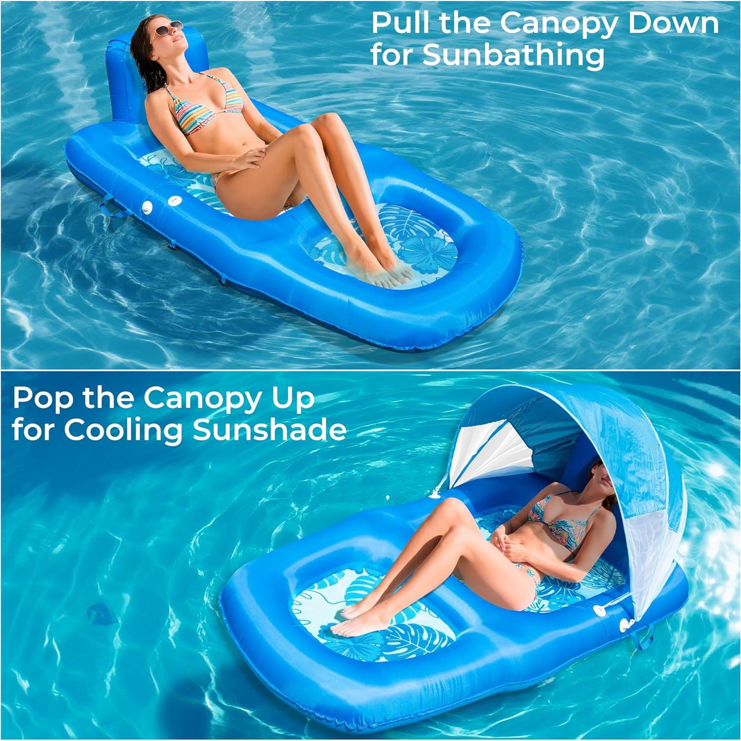 Flotador Inflable Cubierto de Tela POOLACC 178x100cm con Dosel