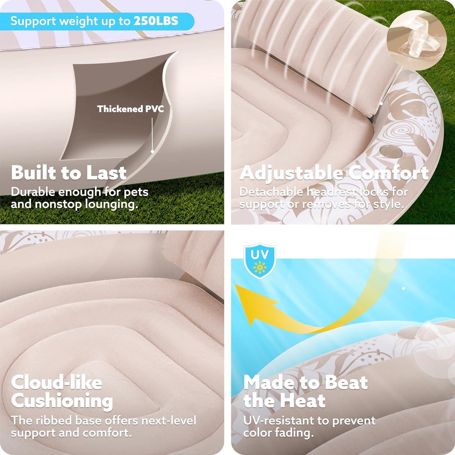 Flotador Inflable Sloosh Champagne 182.88x165.1 cm Adultos