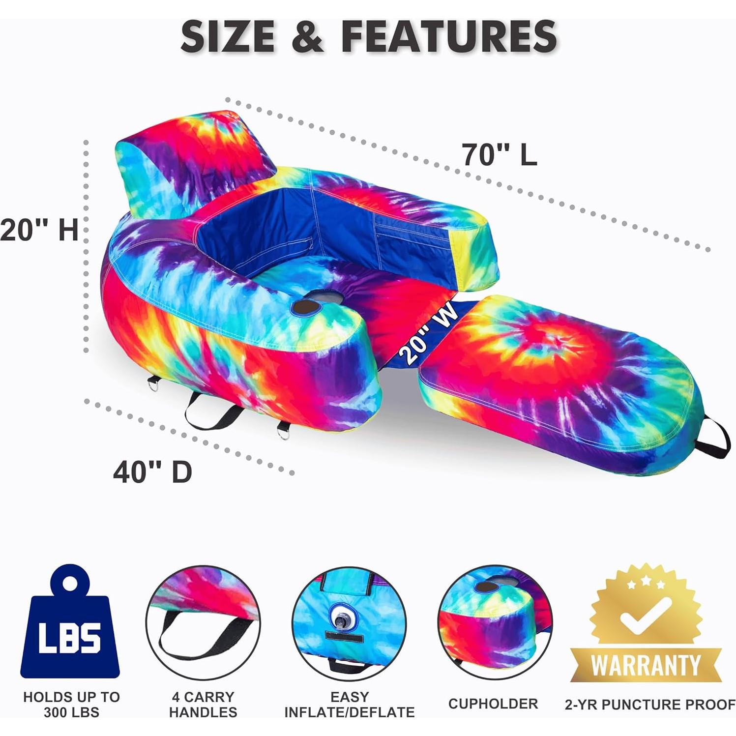 Flotador Inflable Freetime Fun Feelin' Groovy Tie-Dye 177.8x101.6cm