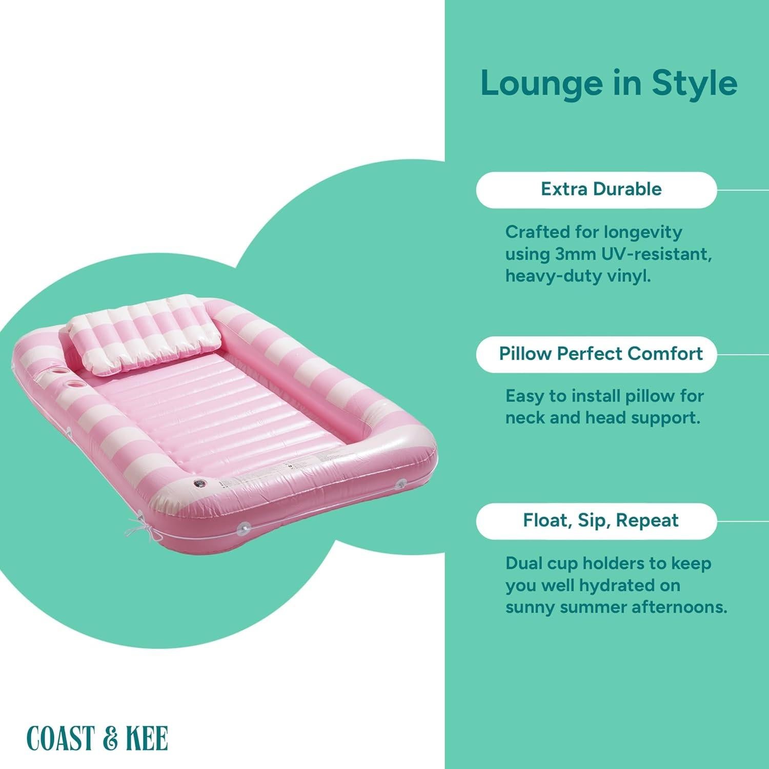 Flotador Inflable Coast & Kee Nube de Rosa 178x117 cm con Almohada