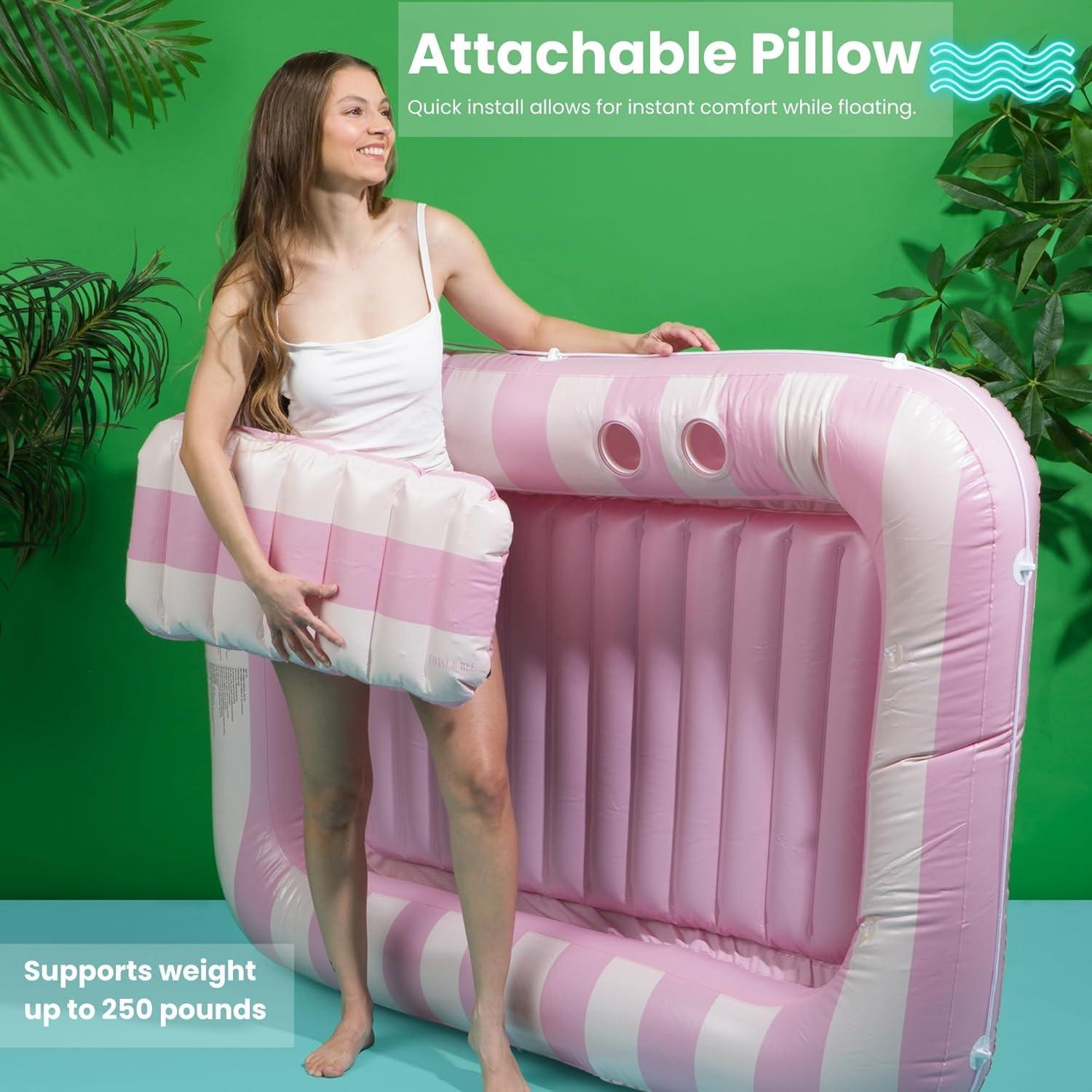 Flotador Inflable Coast & Kee Nube de Rosa 178x117 cm con Almohada