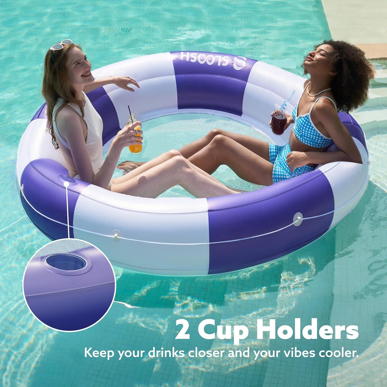 Flotador Inflable Sloosh 203 cm con Malla y 2 Portavasos