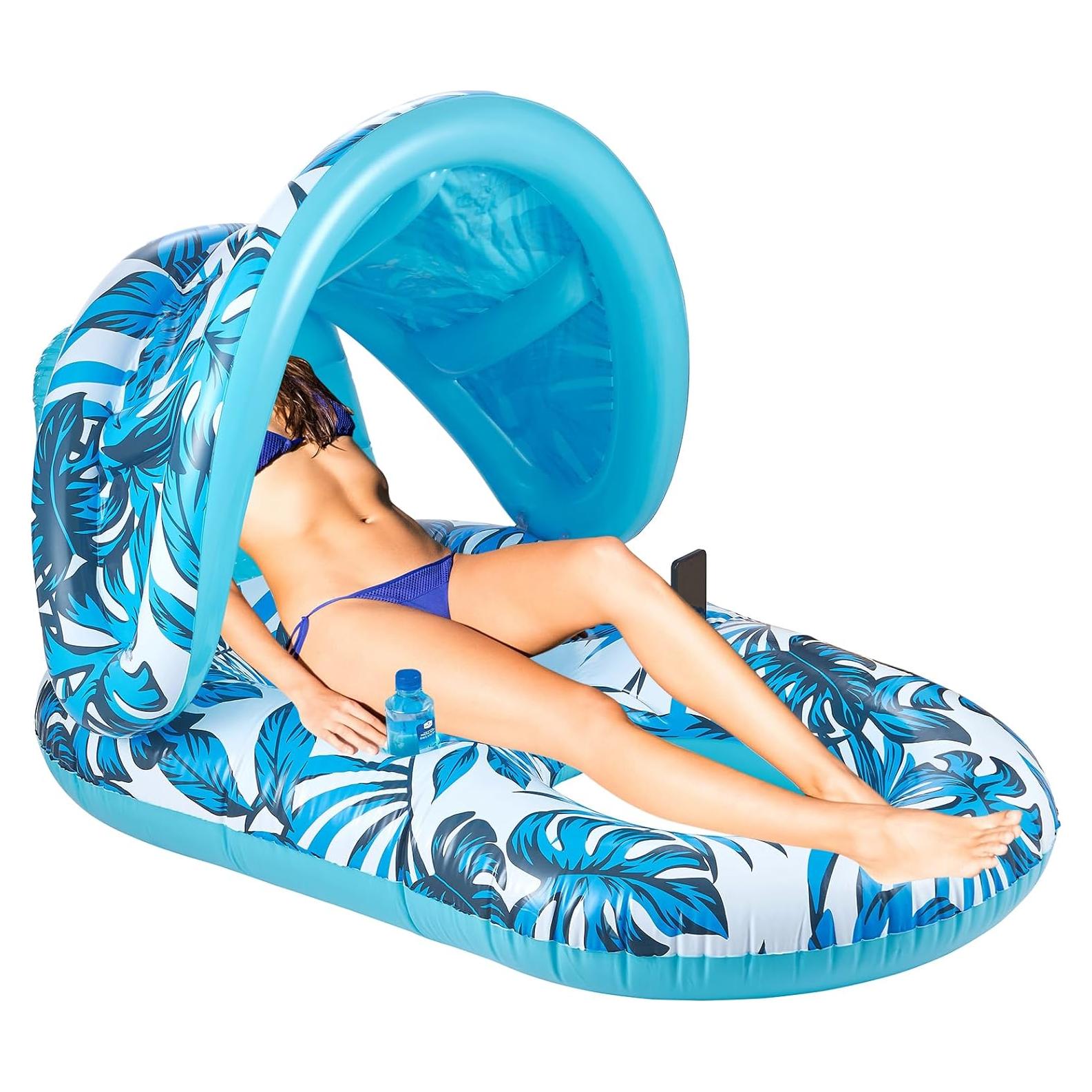 Flotador Inflable FUFVUTI con Dosel y Portavasos 145x85cm