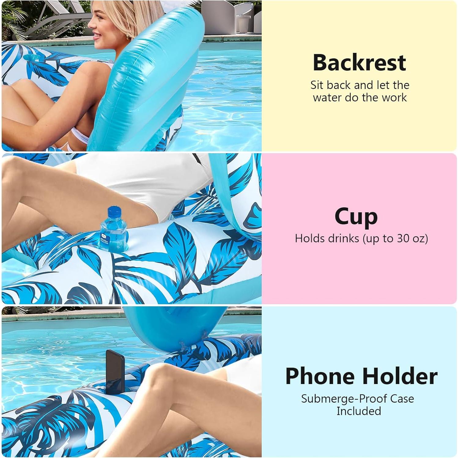 Flotador Inflable FUFVUTI con Dosel y Portavasos 145x85cm