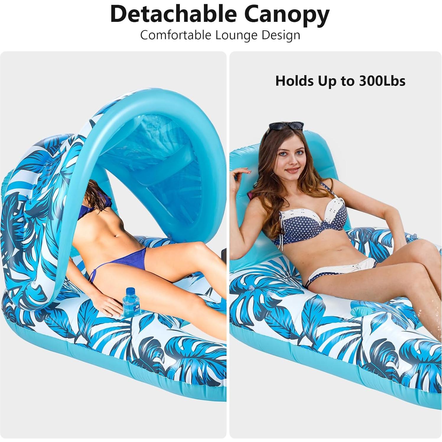 Flotador Inflable FUFVUTI con Dosel y Portavasos 145x85cm