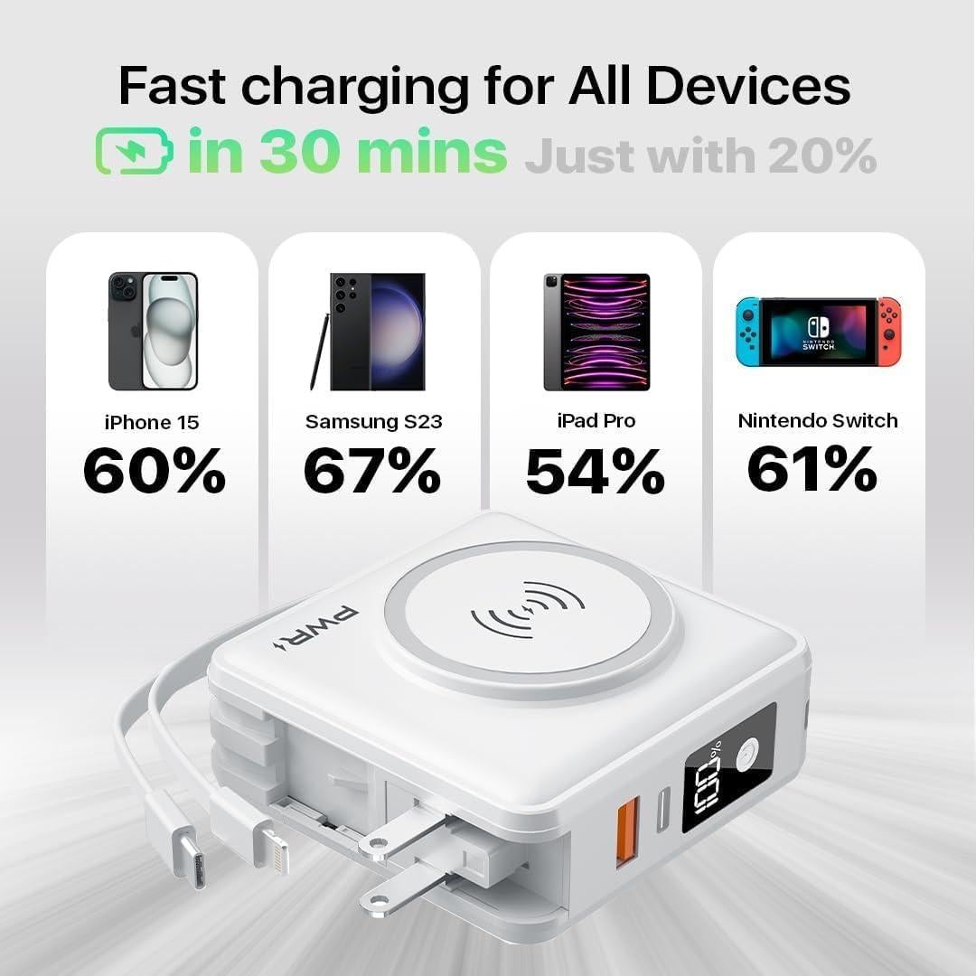 Banco de Poder PWR Travel PRO 5-en-1 10,000mAh Carga Rápida