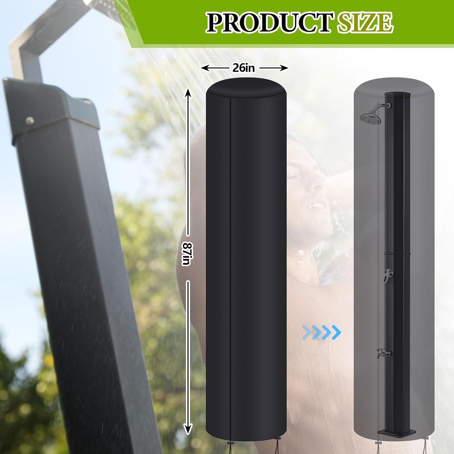 Cubierta de Ducha Solar Impermeable Maasechs 230x67cm Negra