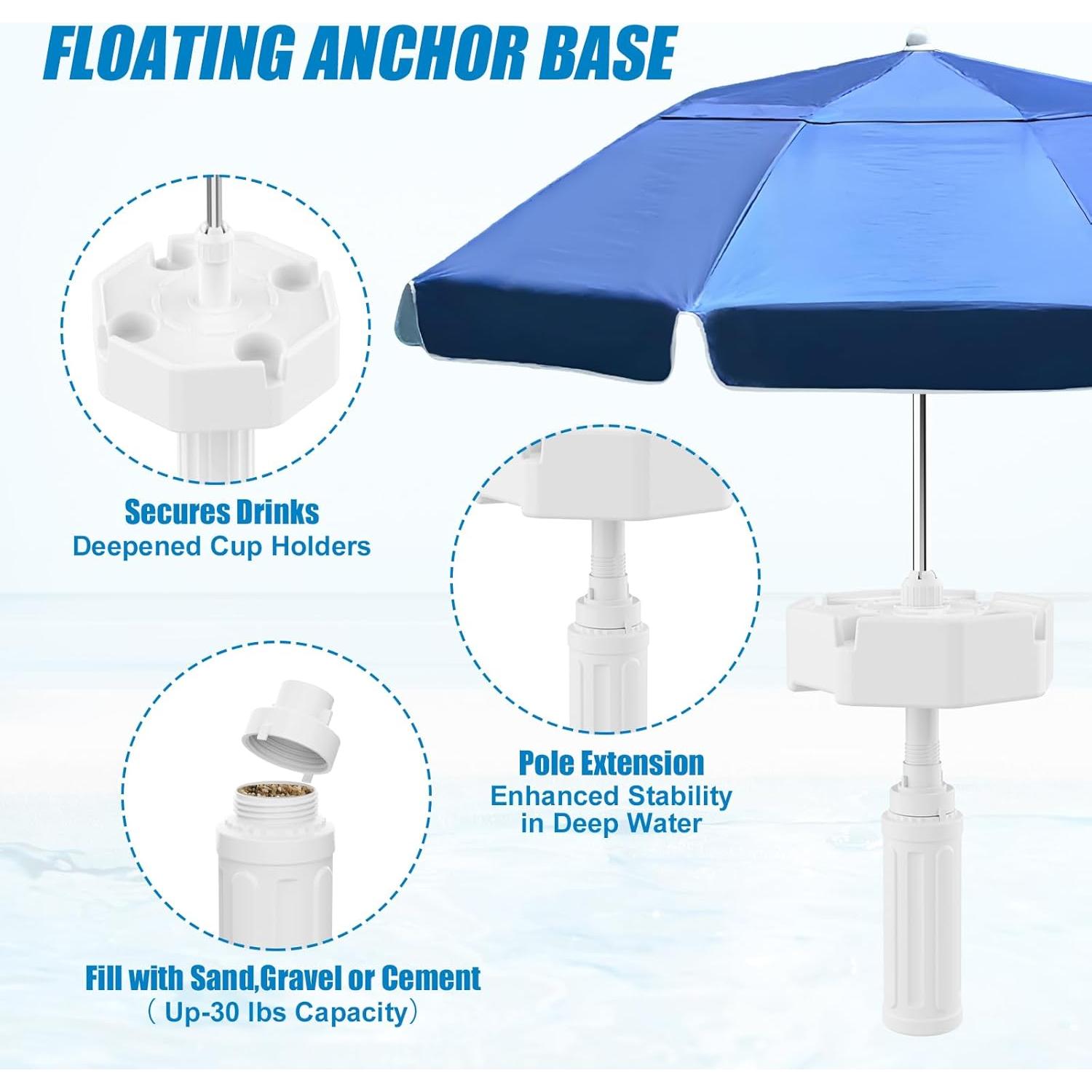 Paraguas Flotante OceanaFlow para Piscina 2.04m con Base