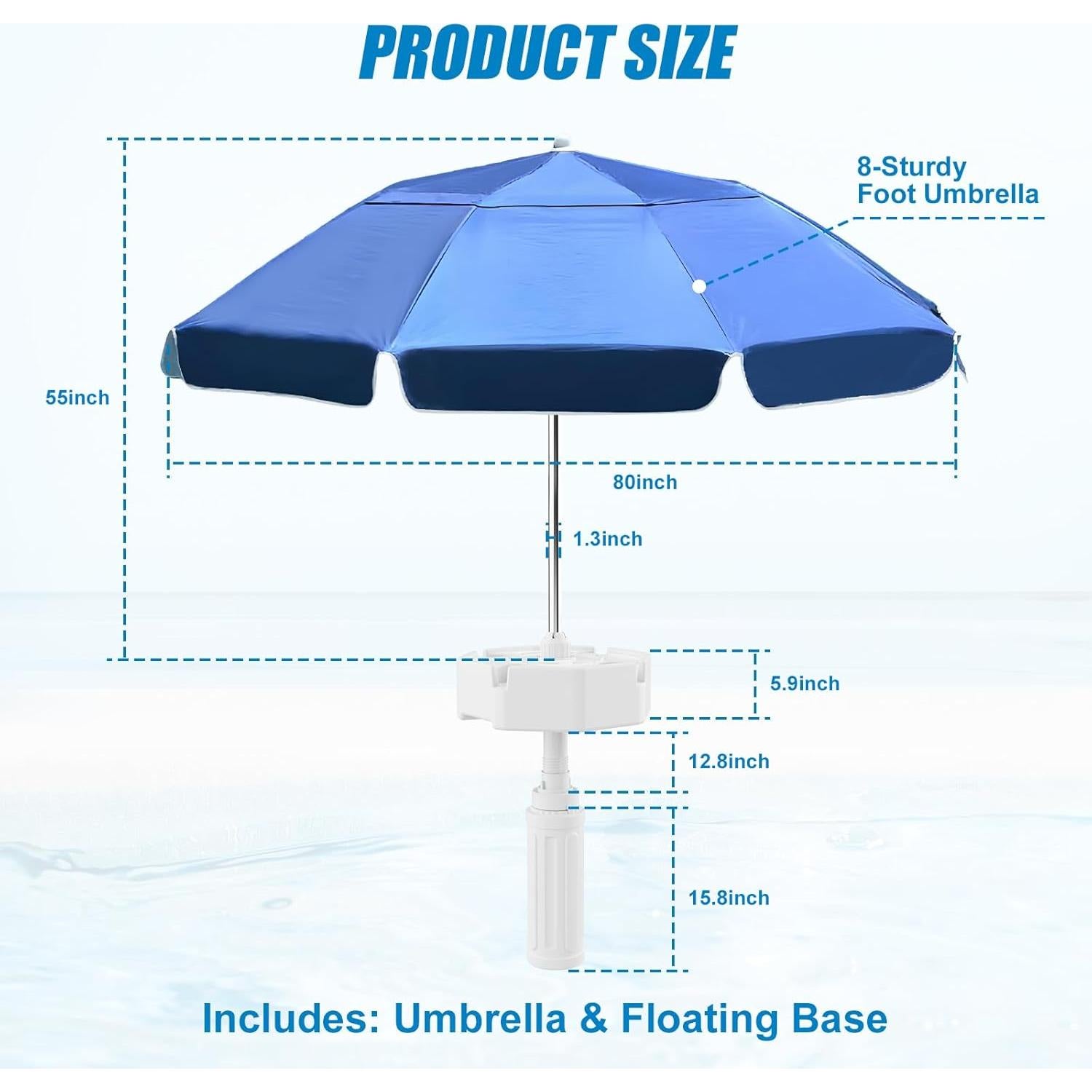 Paraguas Flotante OceanaFlow para Piscina 2.04m con Base