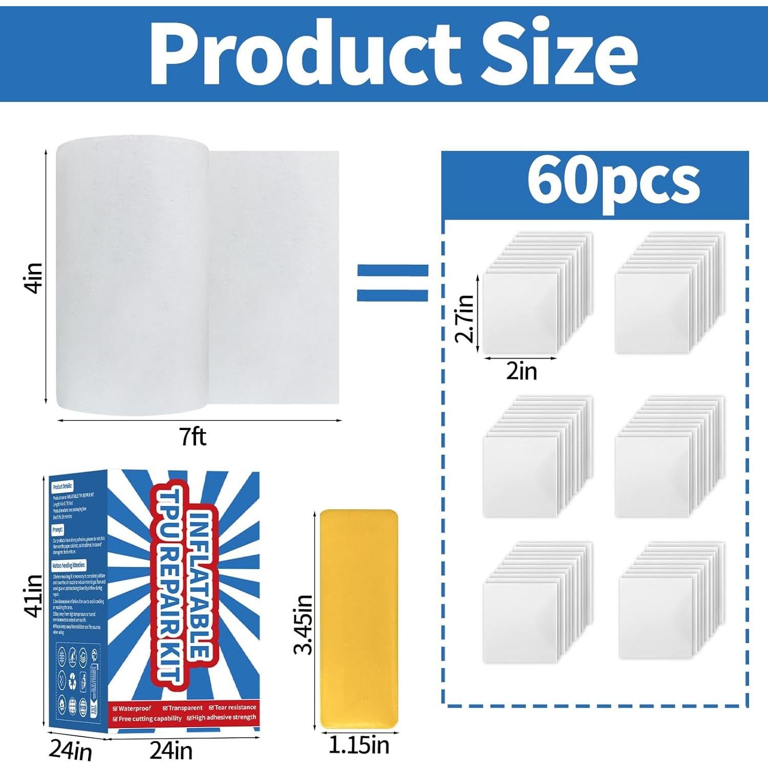 Kit de Parche Inflable 10.16 cm x 2.13 m TBTFW - Reparación Rápida