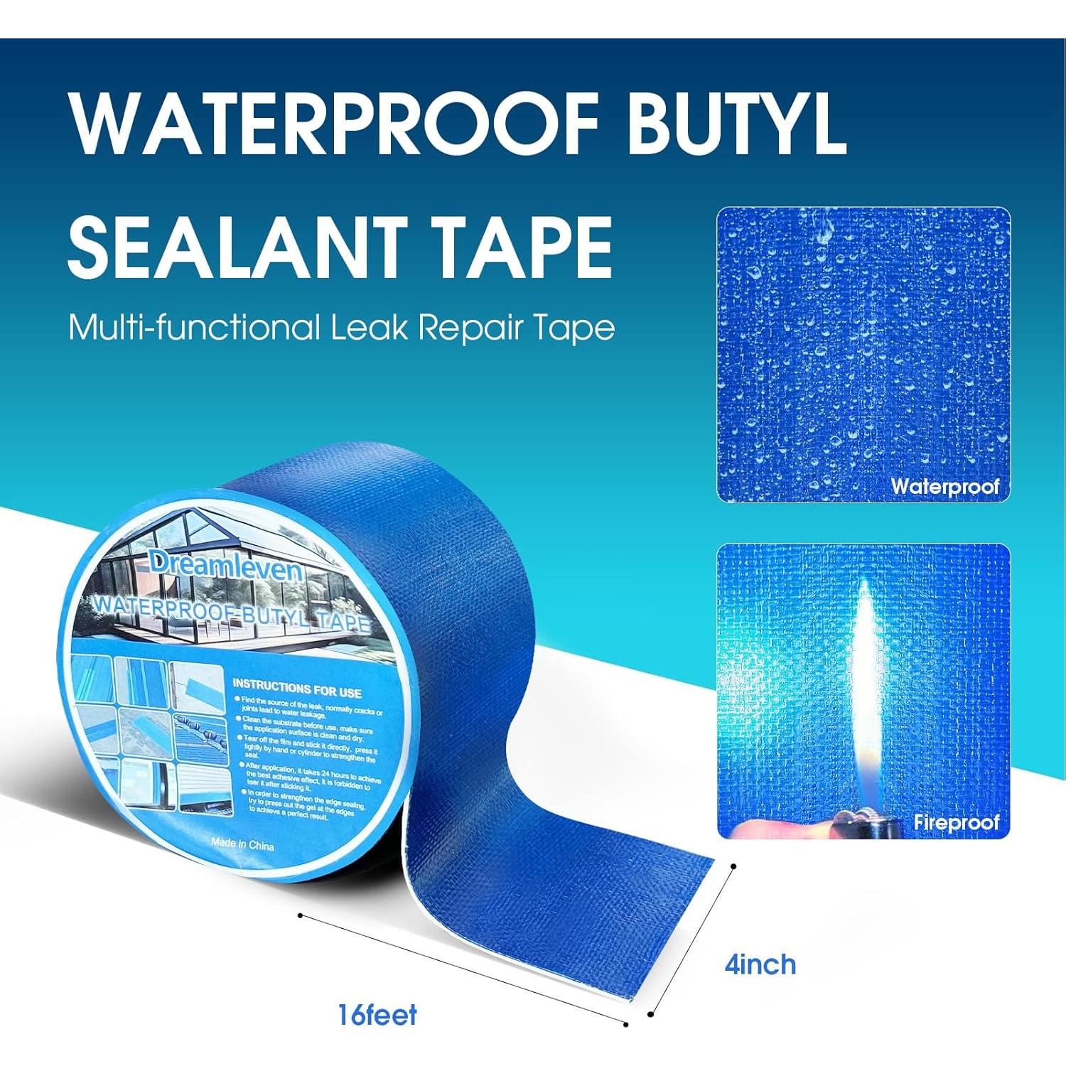 Cinta de Sellado Butílica Impermeable Azul 10.16 cm x 4.88 m