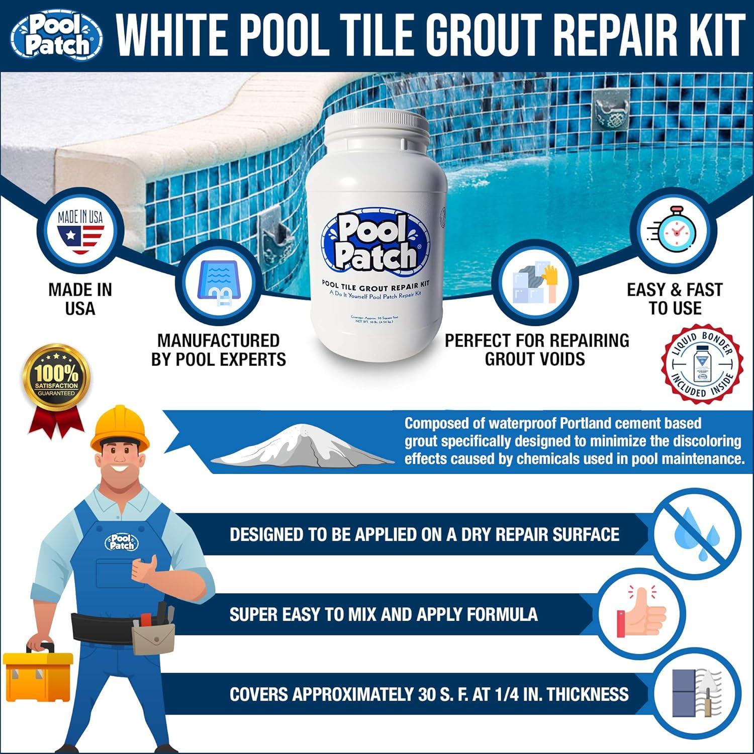 Kit de Reparación de Lechada para Azulejos de Piscina Pool Patch 4.54 kg