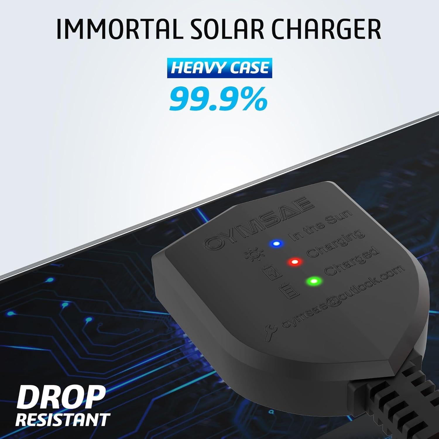 Cargador Solar OYMSAE 10W 12V Impermeable para Baterías