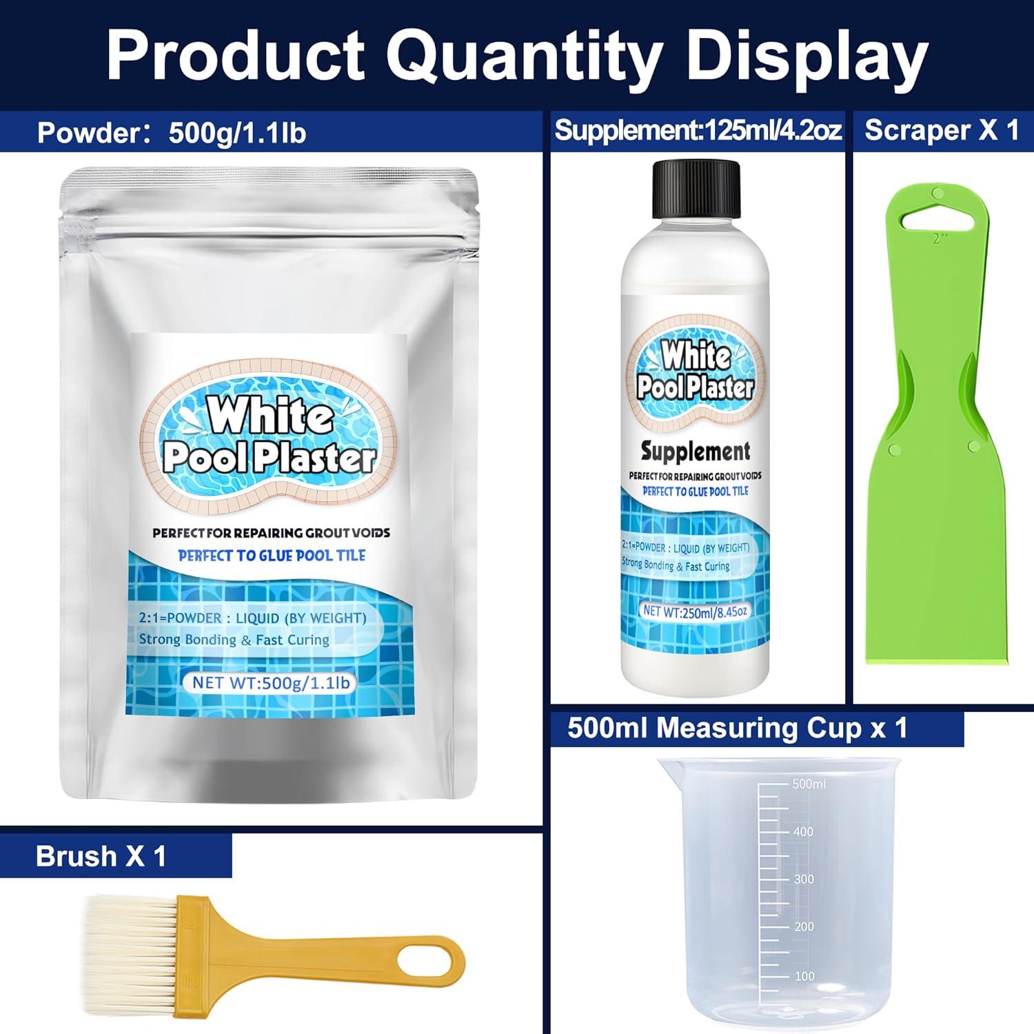 Kit de Reparación de Yeso Blanco OOTDART 0.45 kg para Piscinas