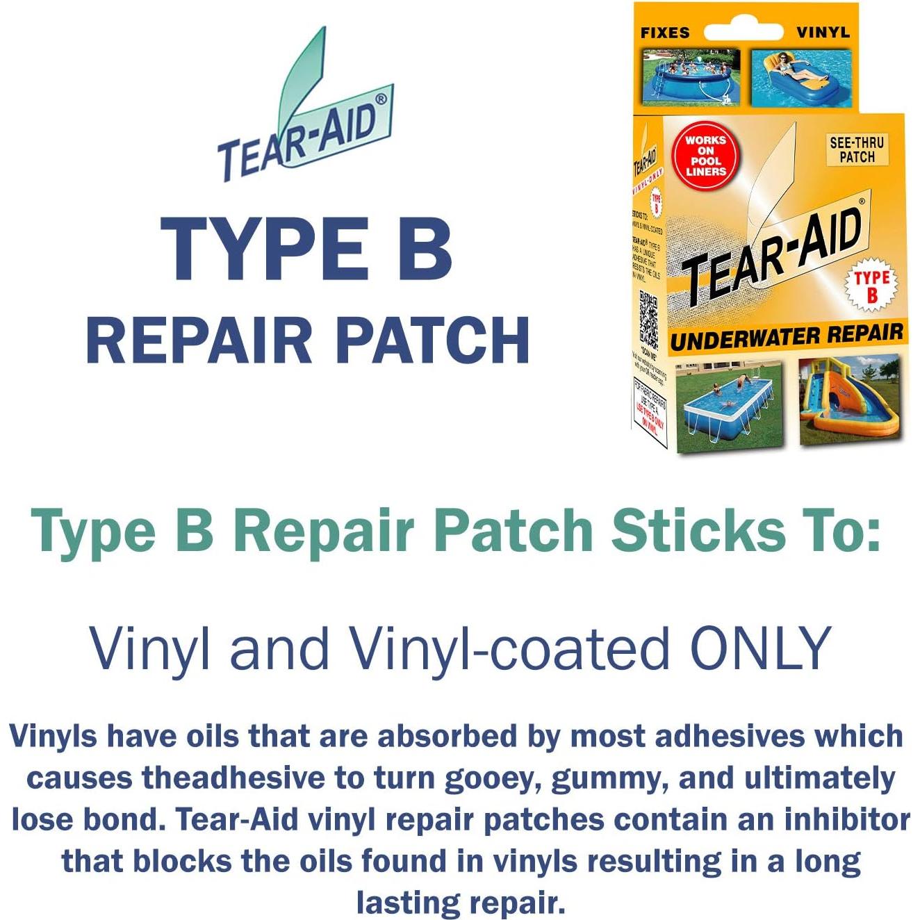 Kit de Reparación Subacuática TEAR-AID para Vinilo - 5 Piezas