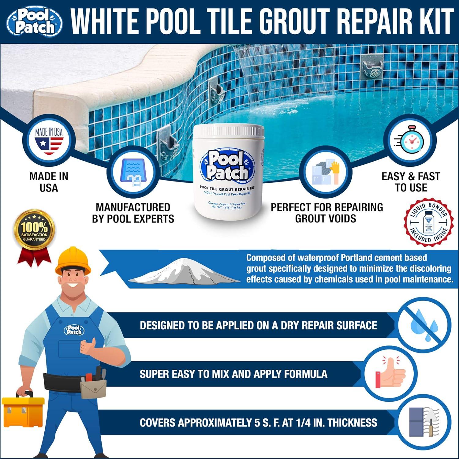 Kit de Reparación de Lechada Blanca para Azulejos de Piscina 0.68 kg