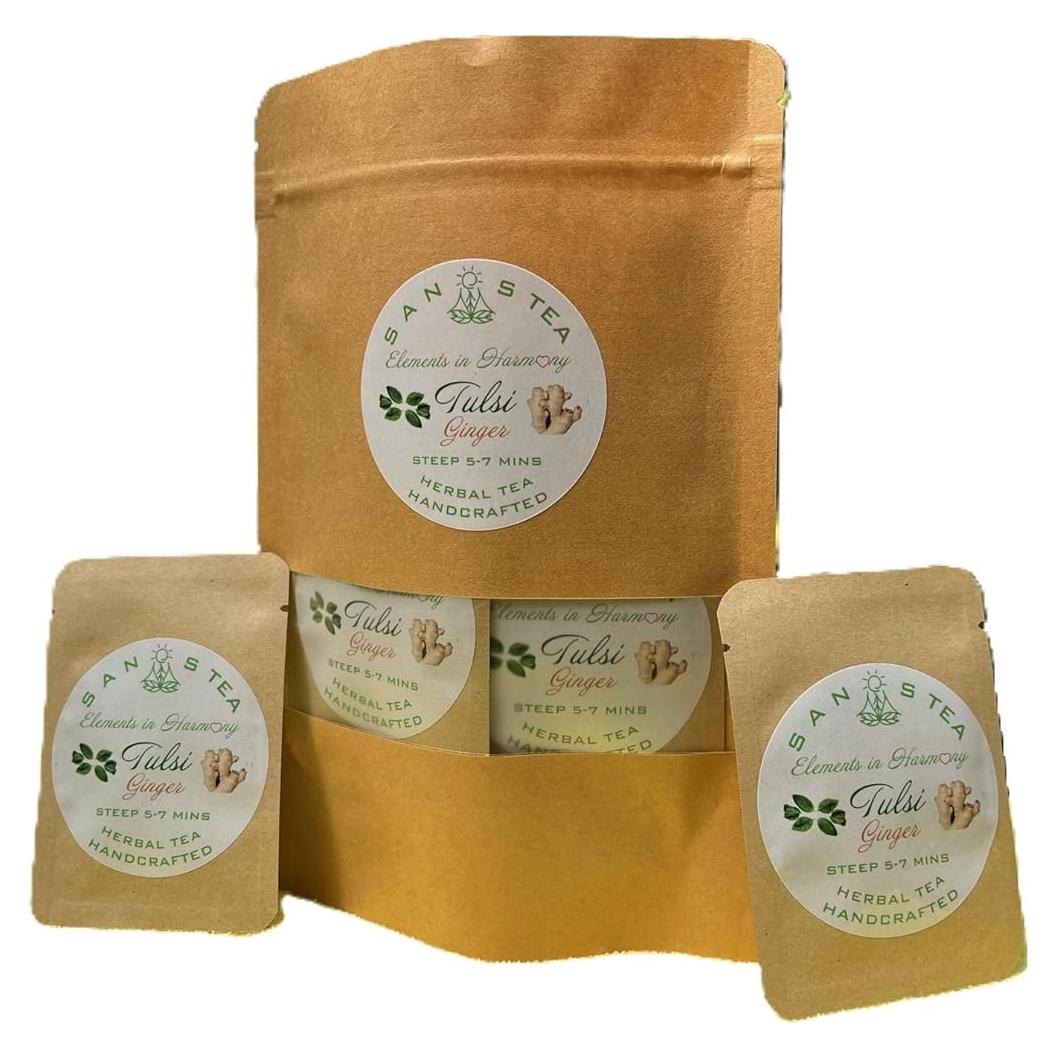 Té Herbal Premium SanosTea Tulsi Jengibre 30 Bolsitas