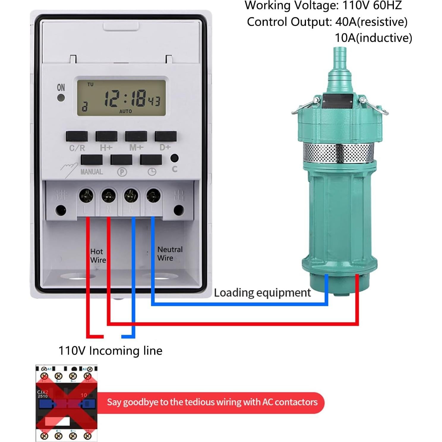 Interruptor Temporizador Digital Tectary 40A 16 Programaciones