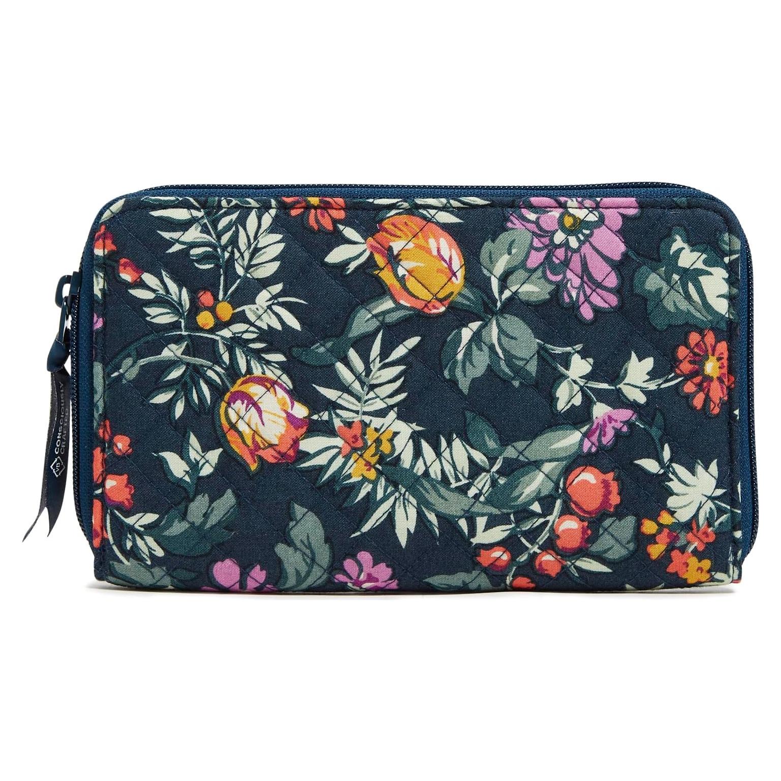 Billetera de Viaje Vera Bradley Algodón RFID Verde Floral