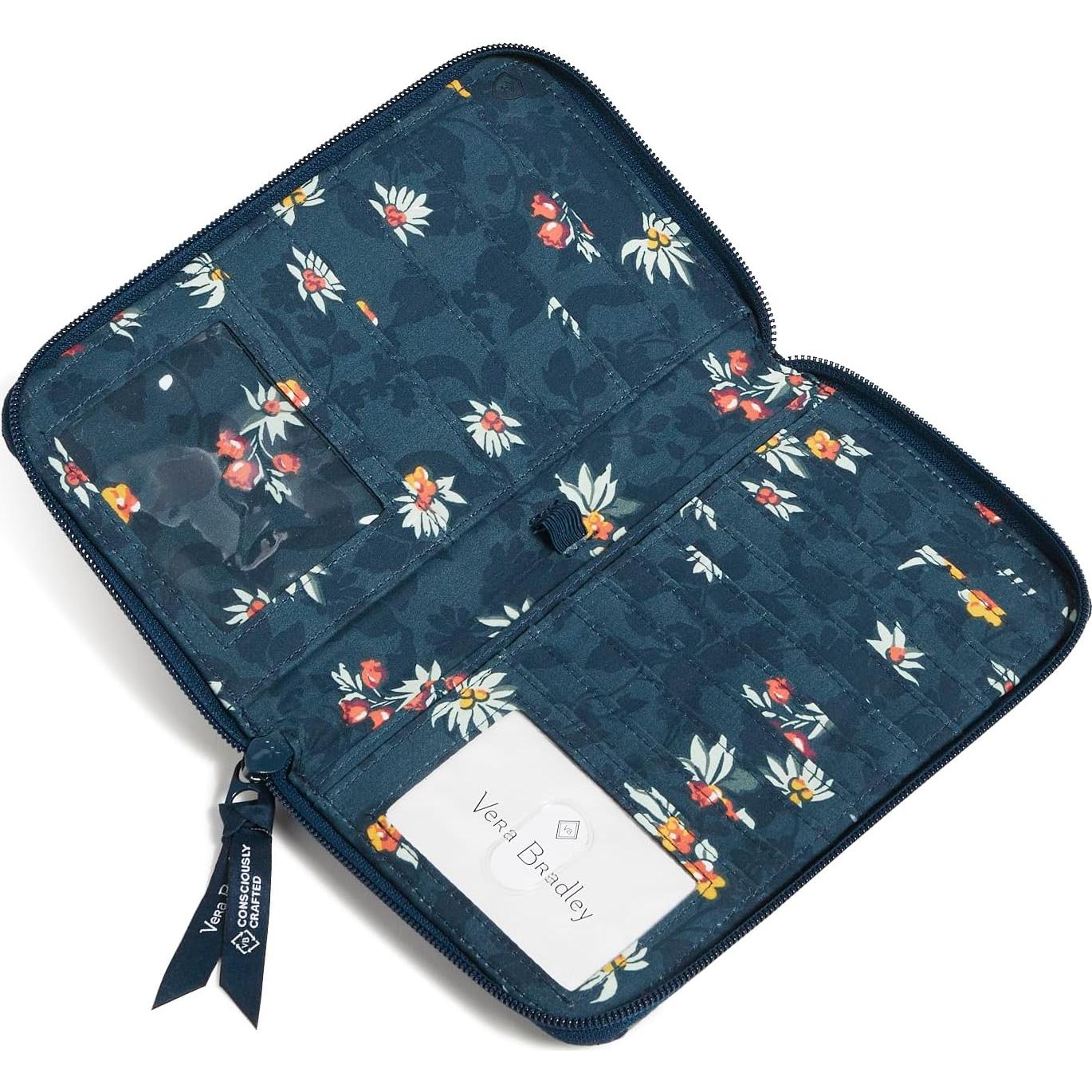 Billetera de Viaje Vera Bradley Algodón RFID Verde Floral