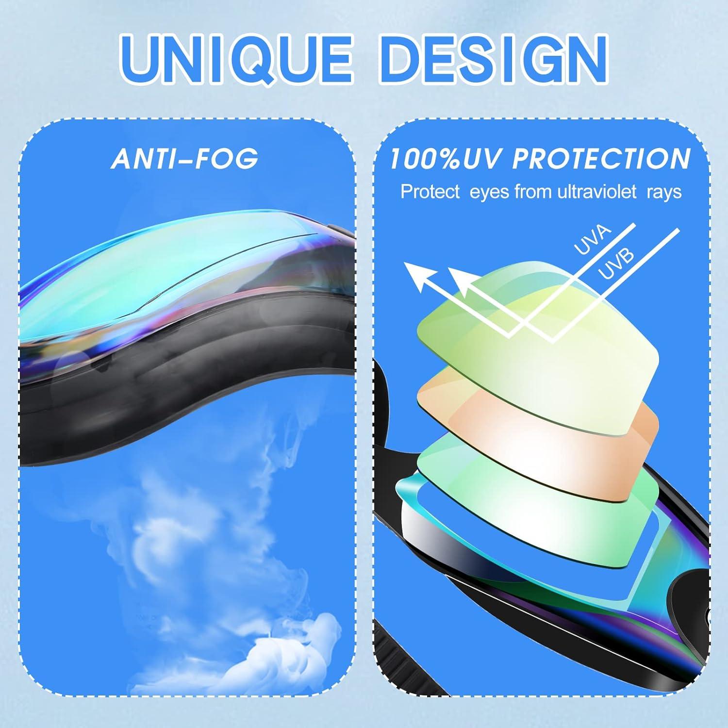 Macarrie 5 Pares de Gafas de Natación Antivaho para Adultos y Niños