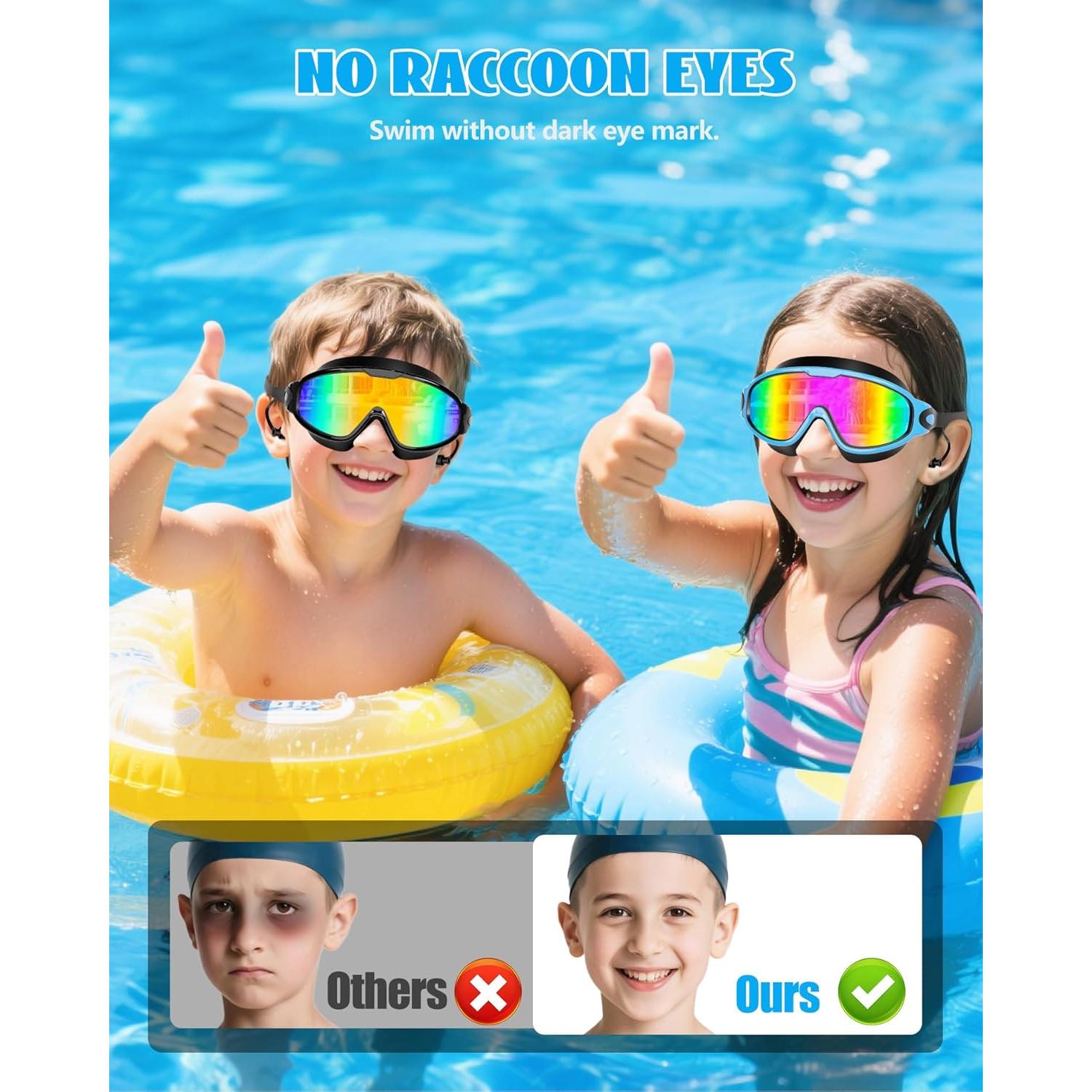 Gafas de Natación Aegend para Niños con Tapones Antivaho UV
