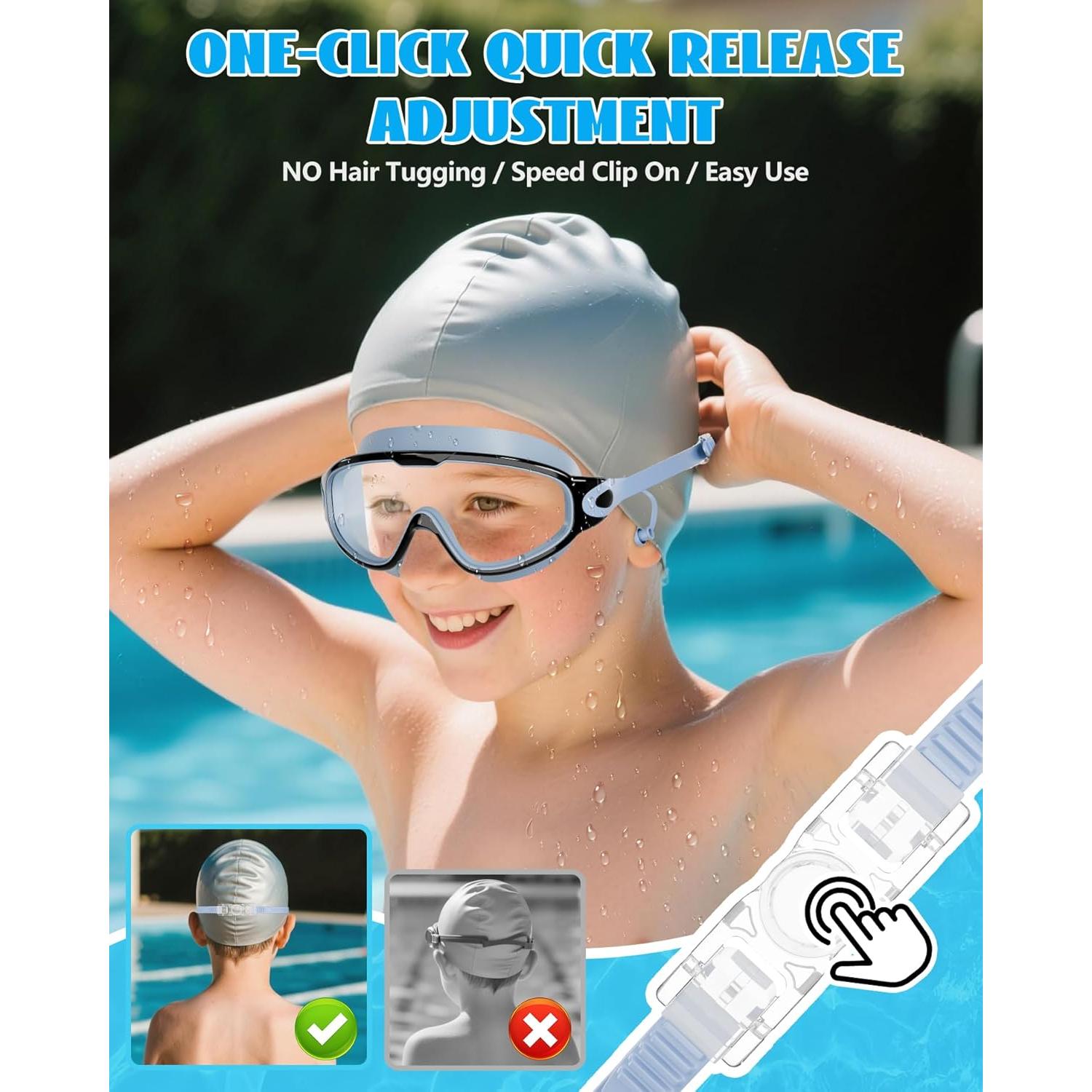 Gafas de Natación Aegend para Niños con Tapones Antivaho UV