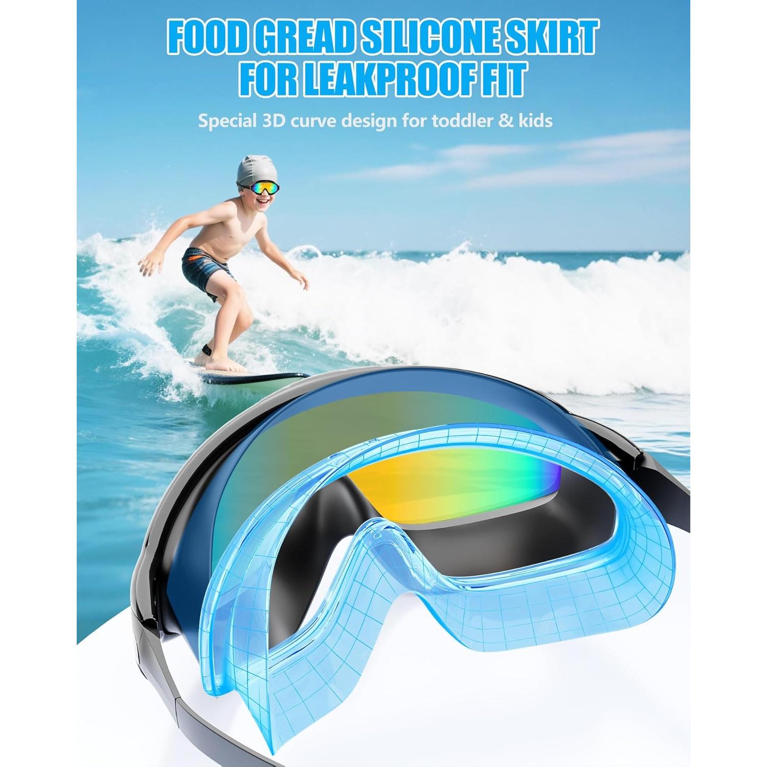 Gafas de Natación Aegend para Niños con Tapones Antivaho UV