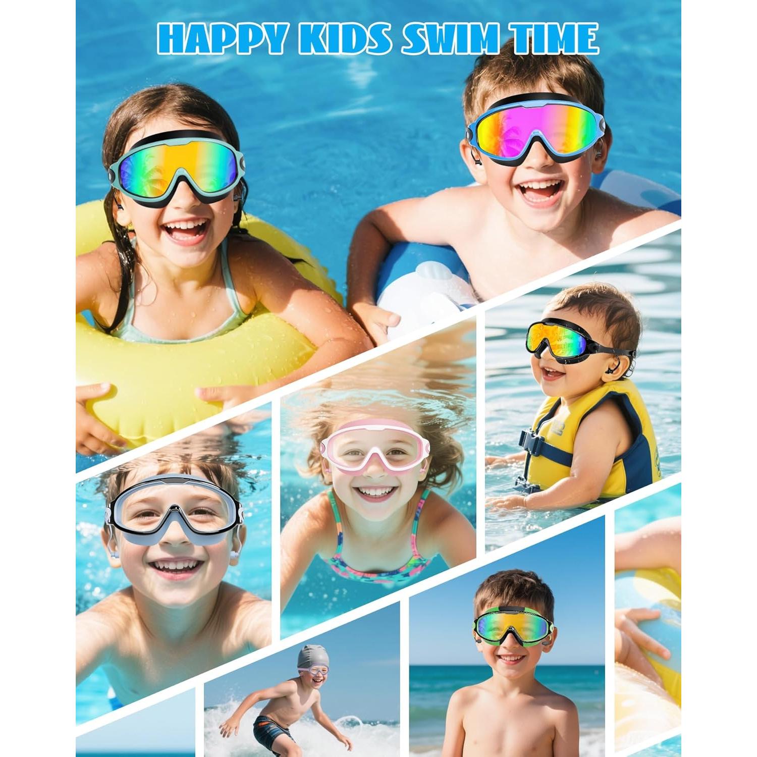 Gafas de Natación Aegend para Niños con Tapones Antivaho UV