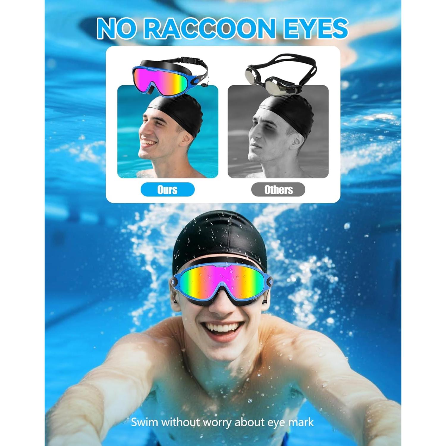Gafas de Natación Aegend Adultos Anti-Niebla UV con Tapones