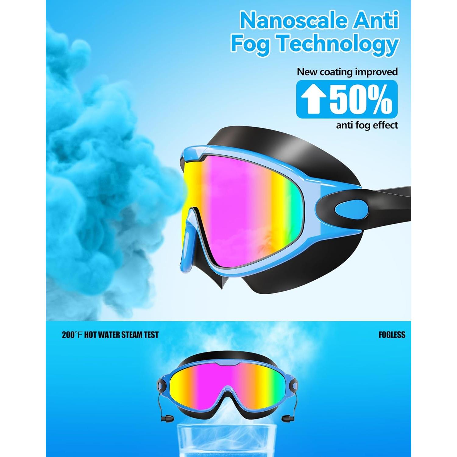 Gafas de Natación Aegend Adultos Anti-Niebla UV con Tapones