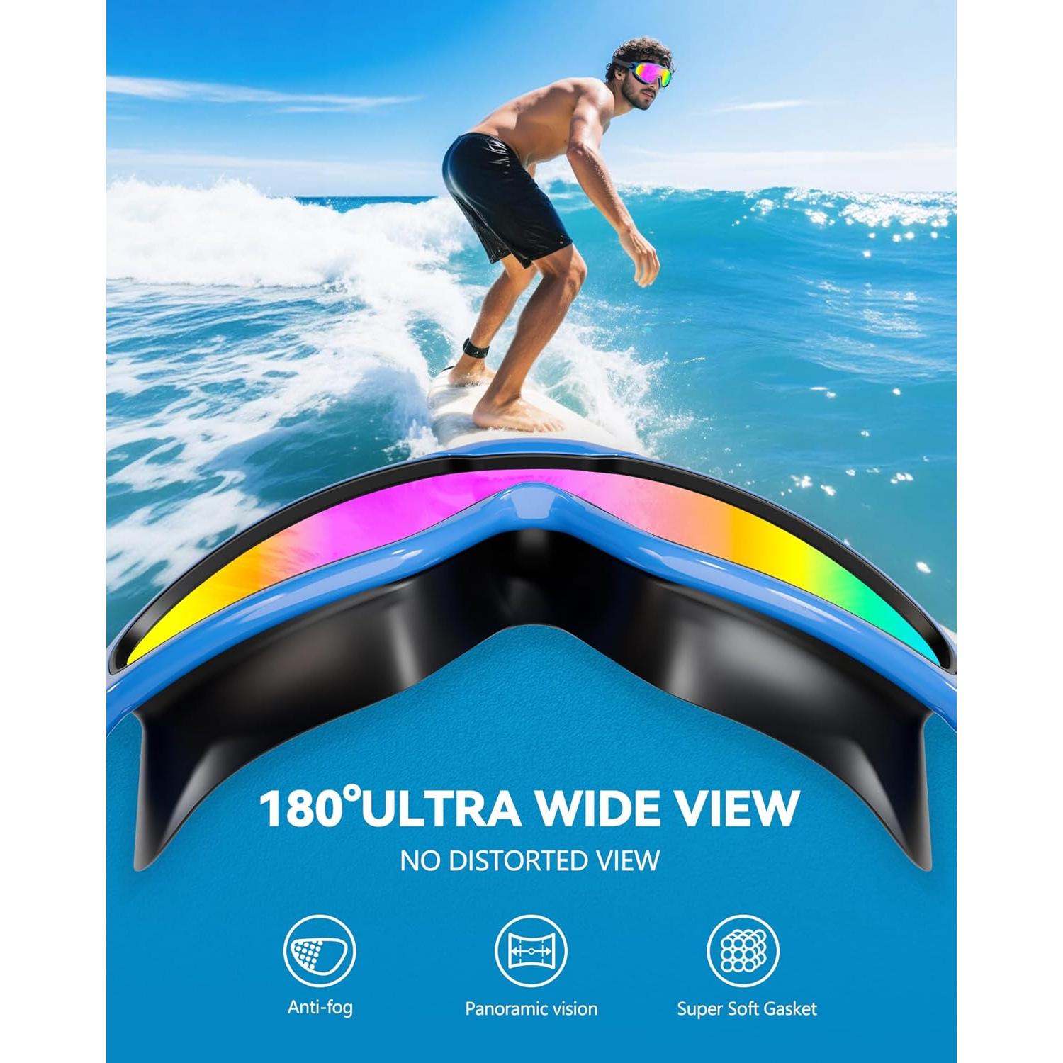 Gafas de Natación Aegend Adultos Anti-Niebla UV con Tapones