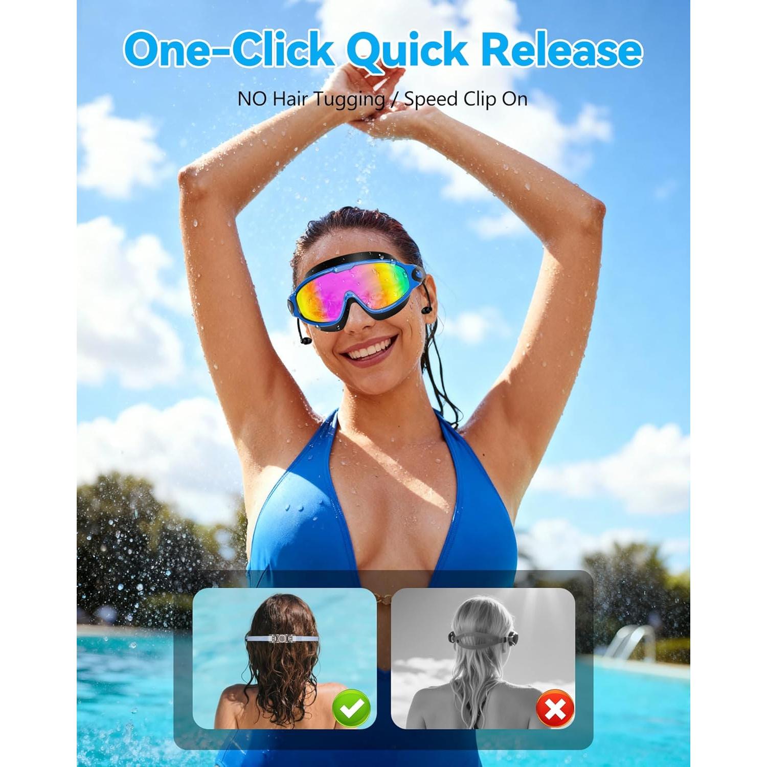 Gafas de Natación Aegend Adultos Anti-Niebla UV con Tapones